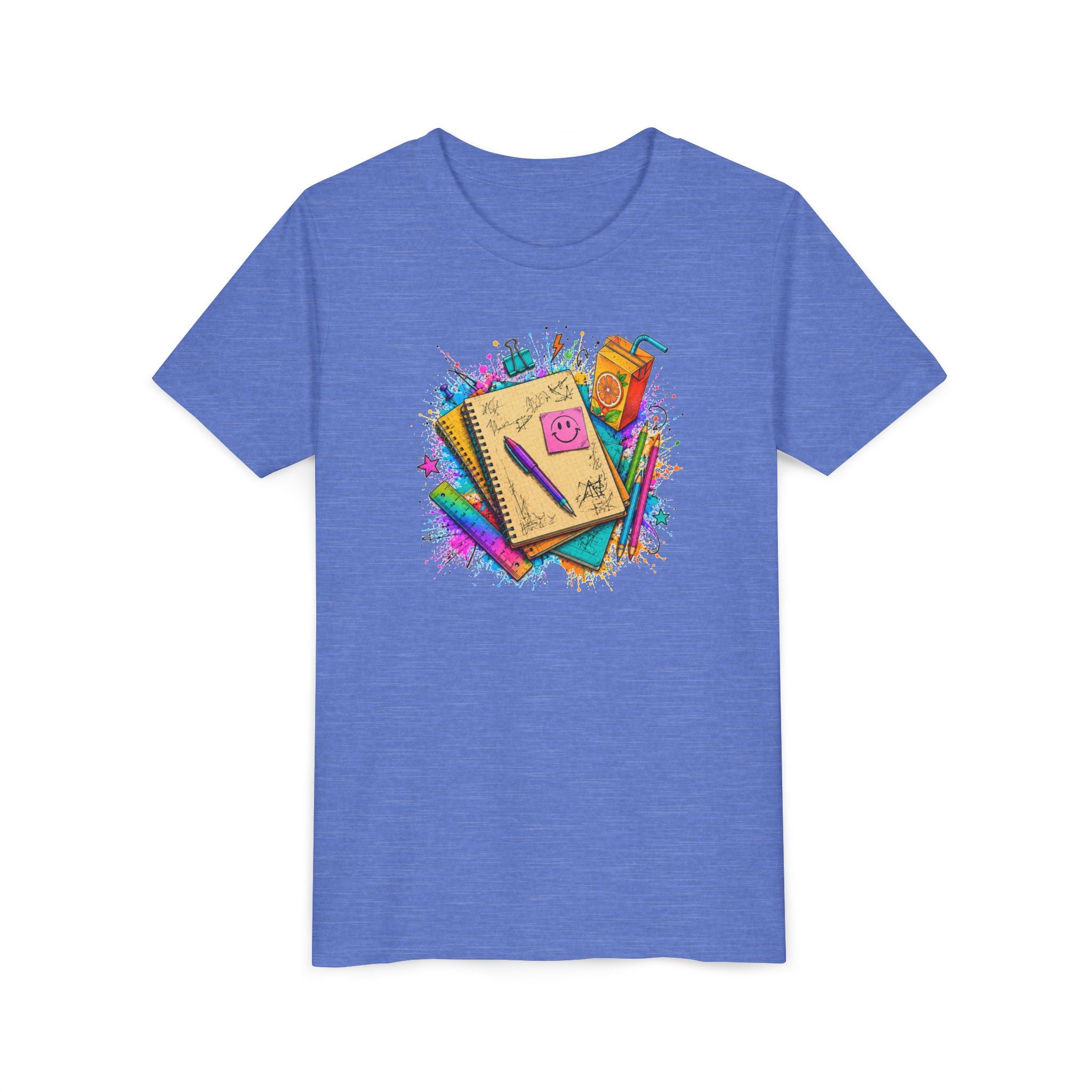 Kids Back to School T‑Shirt — Colorful Notebooks & Pencil Design
