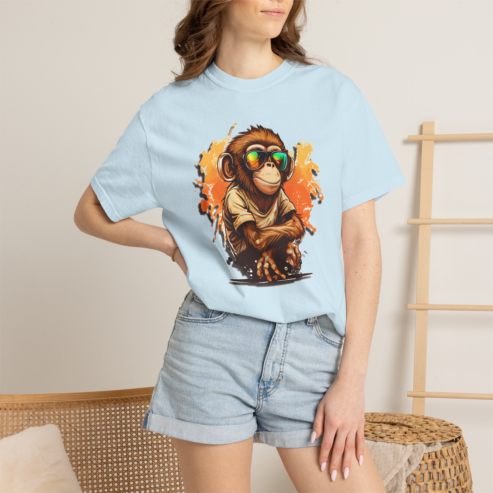Cool Monkey Graphic T-Shirt | Funny Chimp Sunglasses Tee | Streetwear Animal Shirt | Unisex Casual Gift
