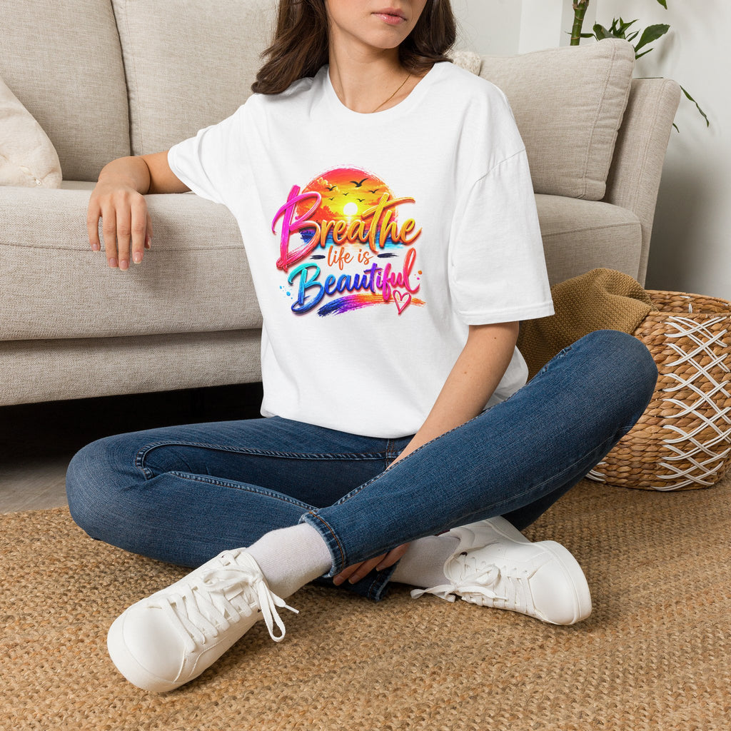 T-Shirt — "Breathe Life Is Beautiful" Sunset Graphic Tee