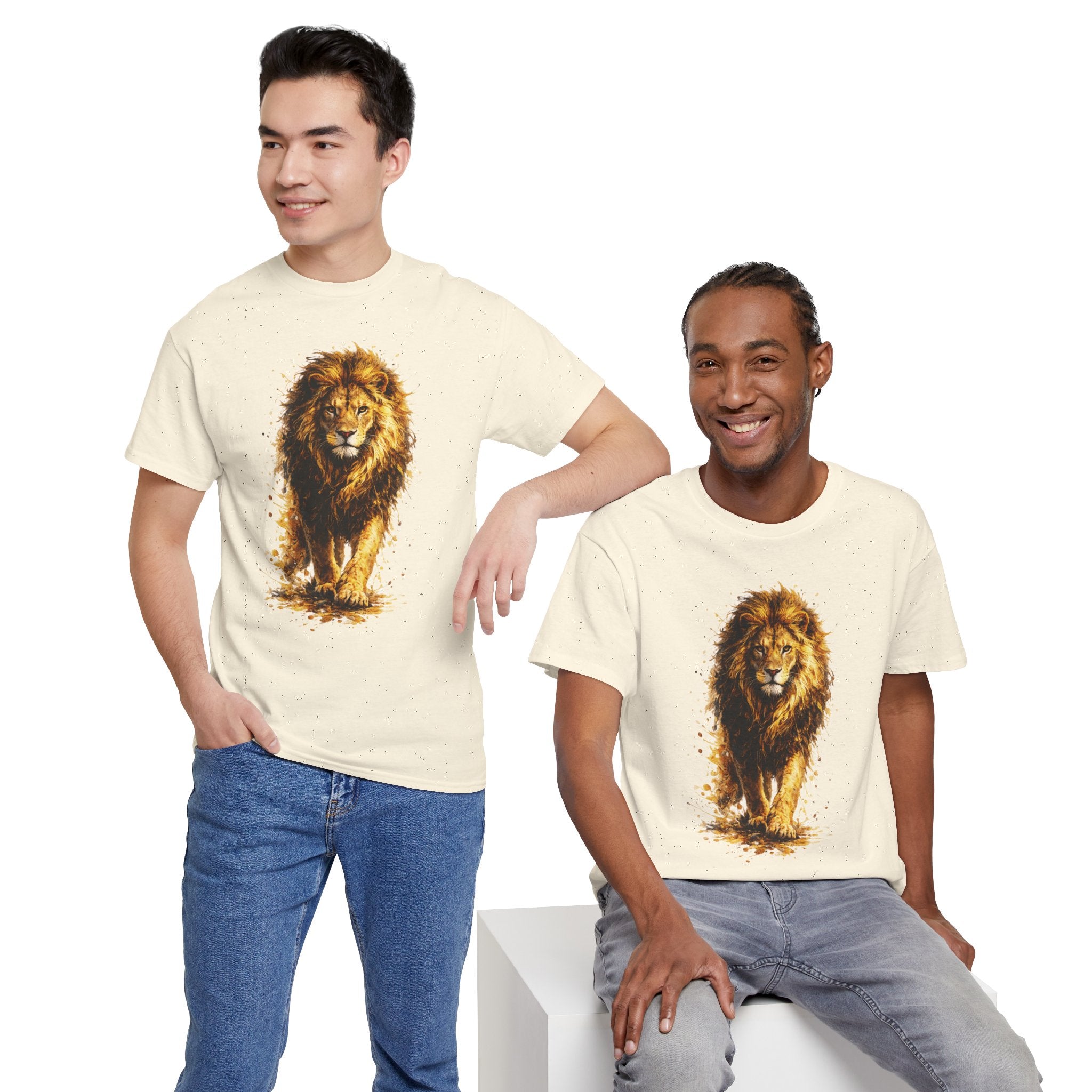 Lion Graphic T-Shirt, Majestic Walking Lion Tee, Watercolor Wildlife Shirt, Unisex Animal Graphic Tee, Lion Lover Gift, Nature Art Shirt