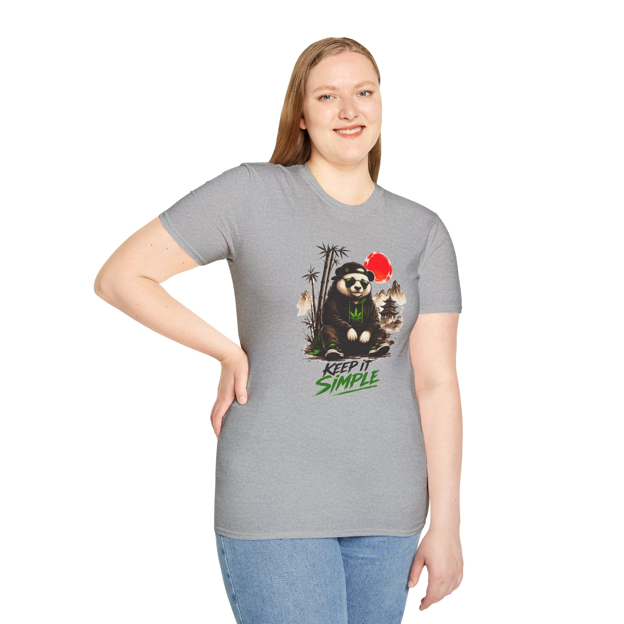 Panda Zen T-Shirt — Scenic Bamboo Bear with Red Sun