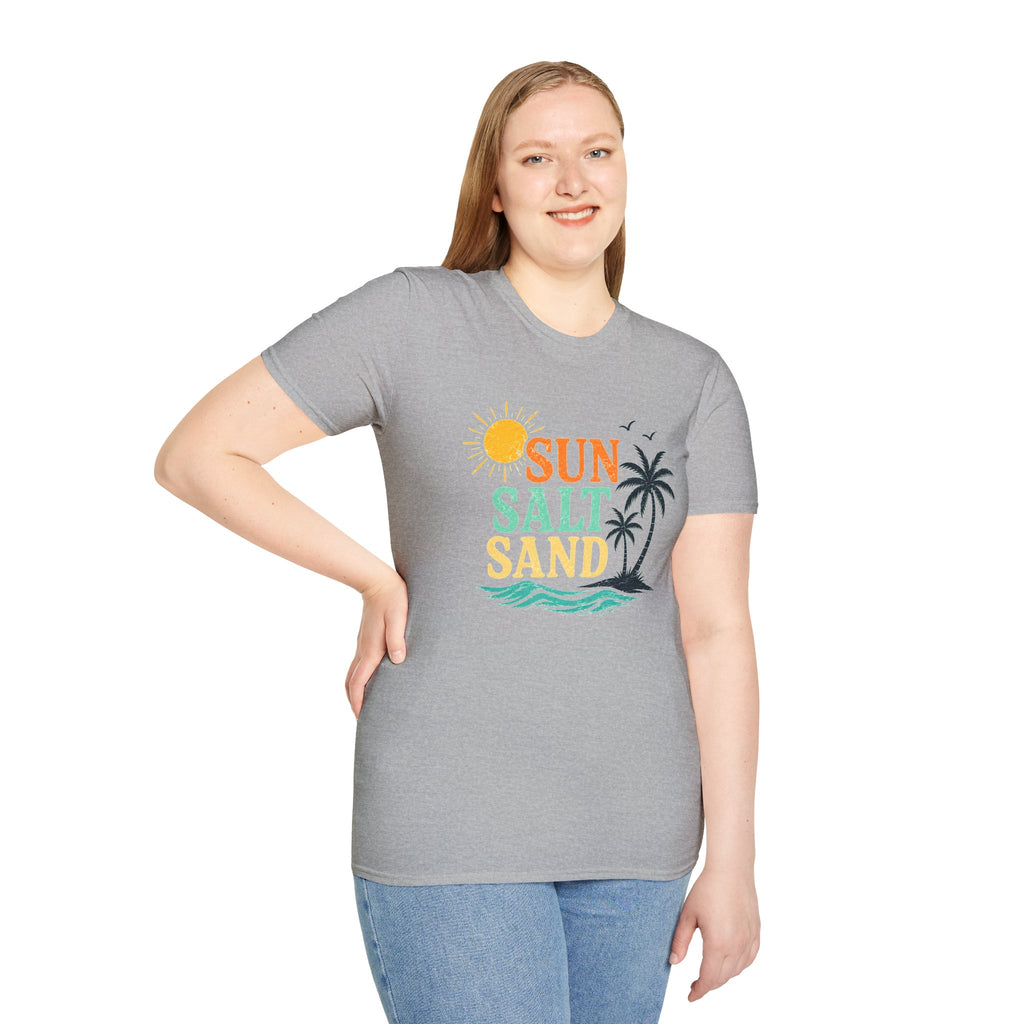 Sun Salt Sand Beach T-Shirt — Palm Tree Summer Vacation Tee
