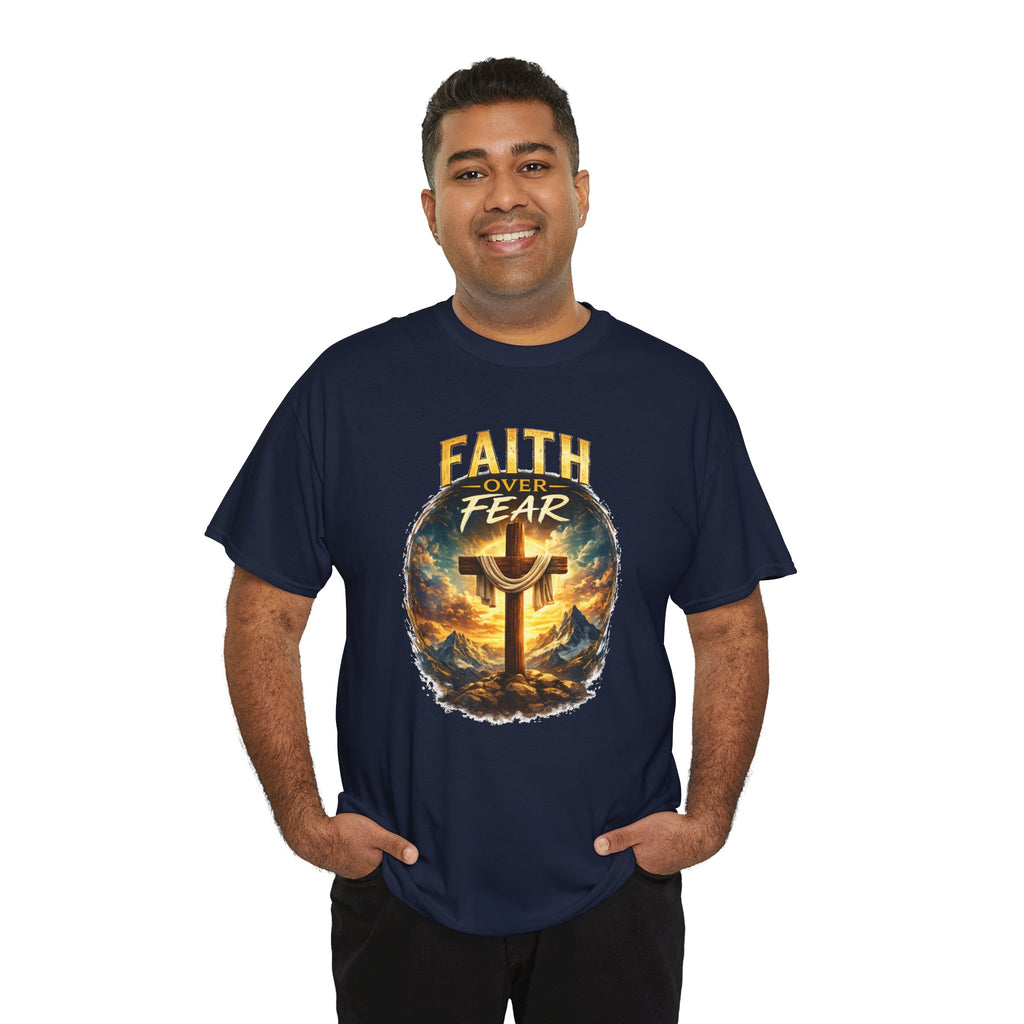 Faith Over Fear Christian T-Shirt | Cross Graphic Tee | Jesus Faith Shirt | Religious Unisex Shirt | Christian Gift for Men & Women