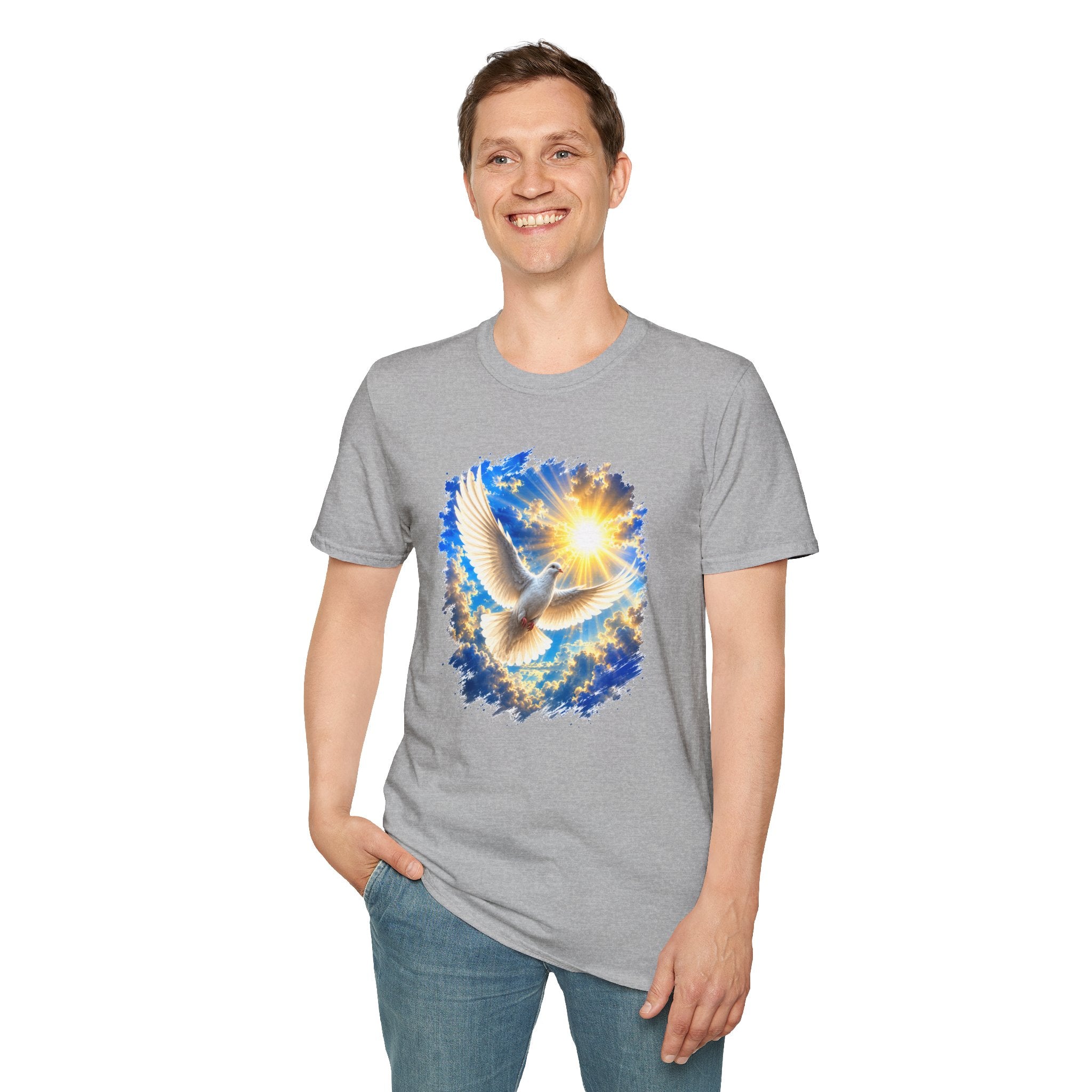 Dove of Light T-Shirt | White Dove Graphic Tee | Peace & Hope Shirt | Inspirational Bird Tee | Christian Gift | Unisex Graphic T-Shirt