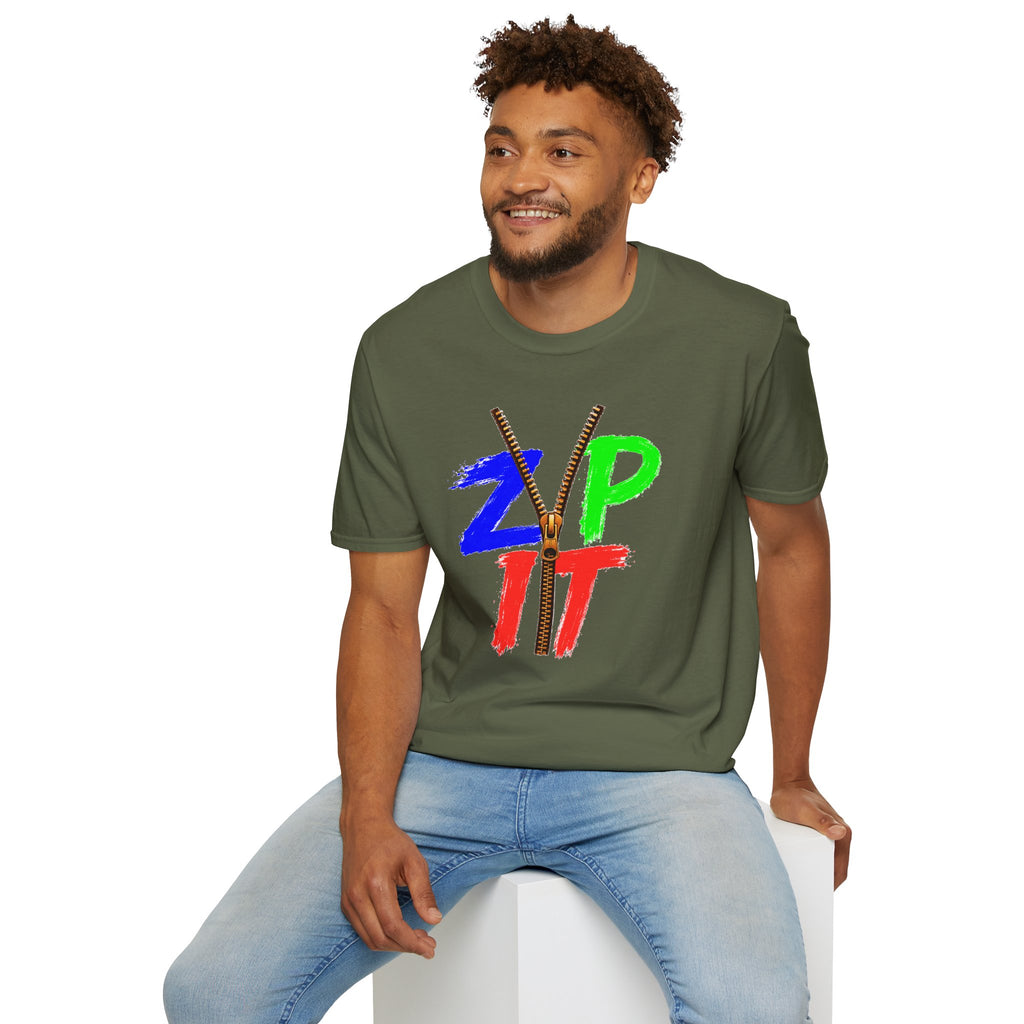 Zip It T-Shirt — Bold Color Zipper Graphic Tee