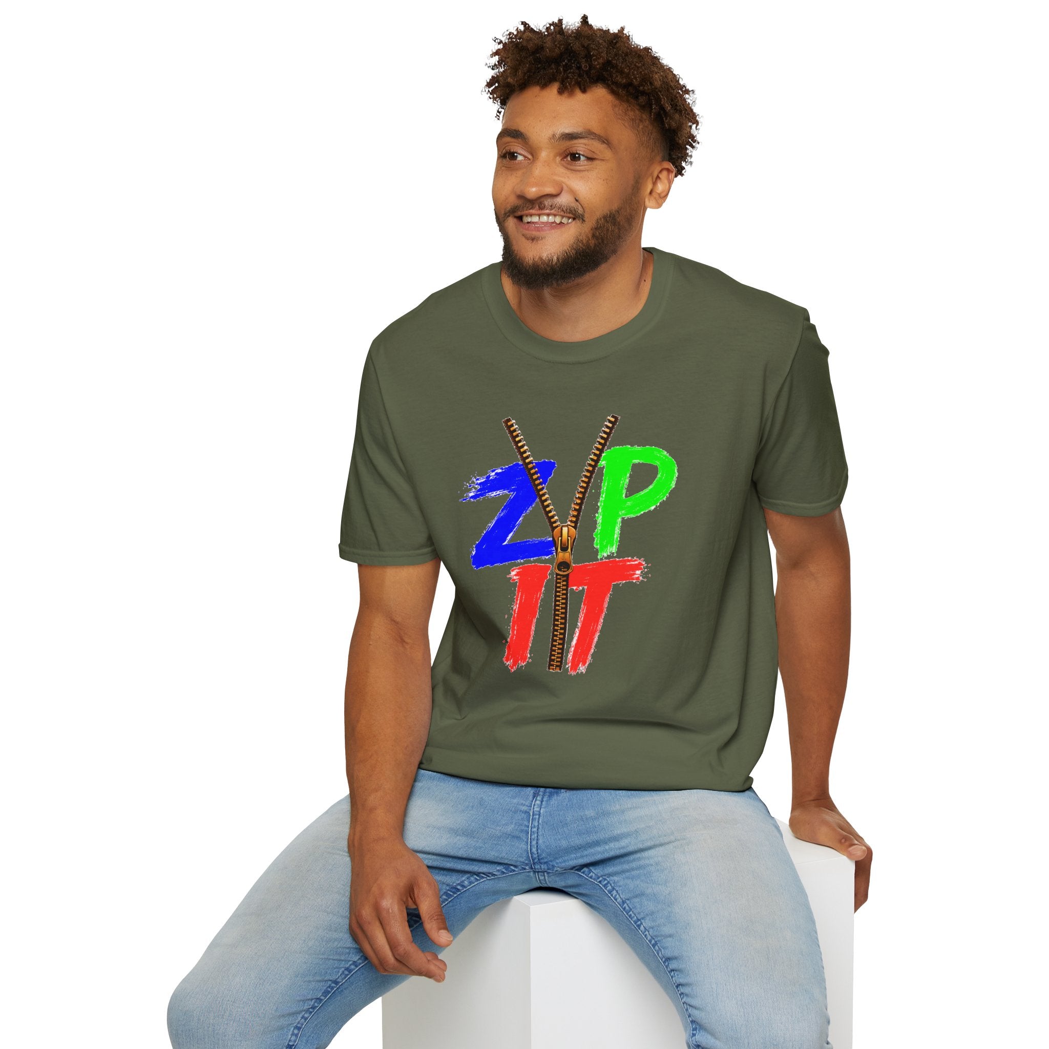 Zip It T-Shirt — Bold Color Zipper Graphic Tee