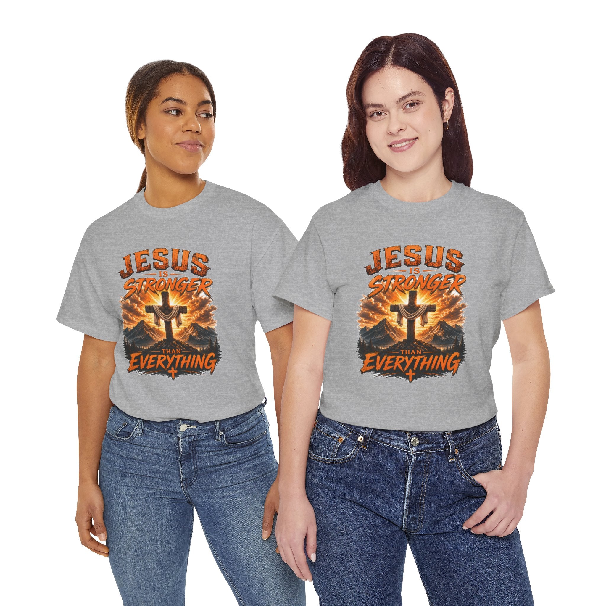 Jesus Is Stronger Than Everything Christian T-Shirt | Faith Cross Graphic Tee | Religious Unisex Shirt | Christian Gift
