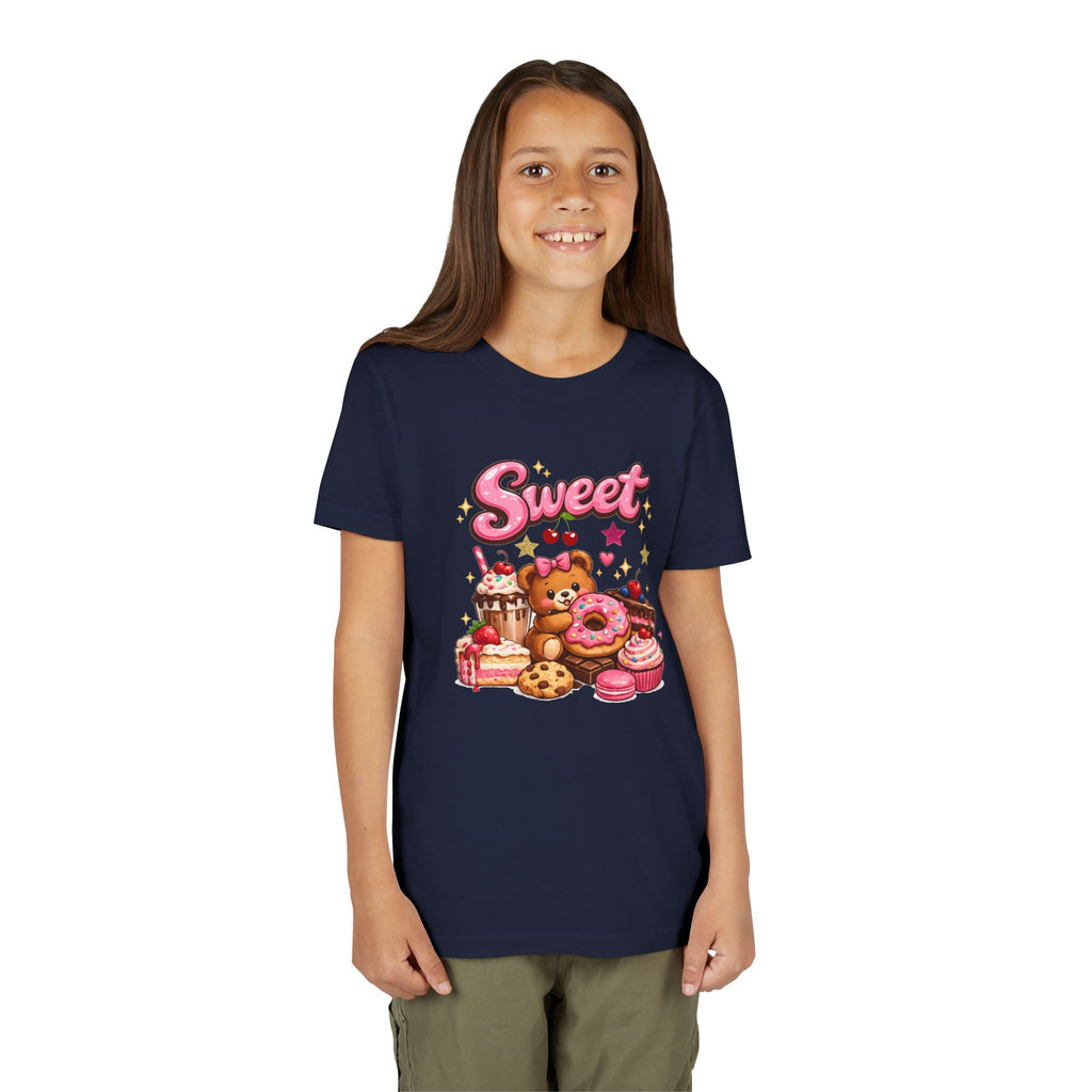 Youth Tee - "Sweet" Teddy Bear with Donuts & Desserts Kids Shirt