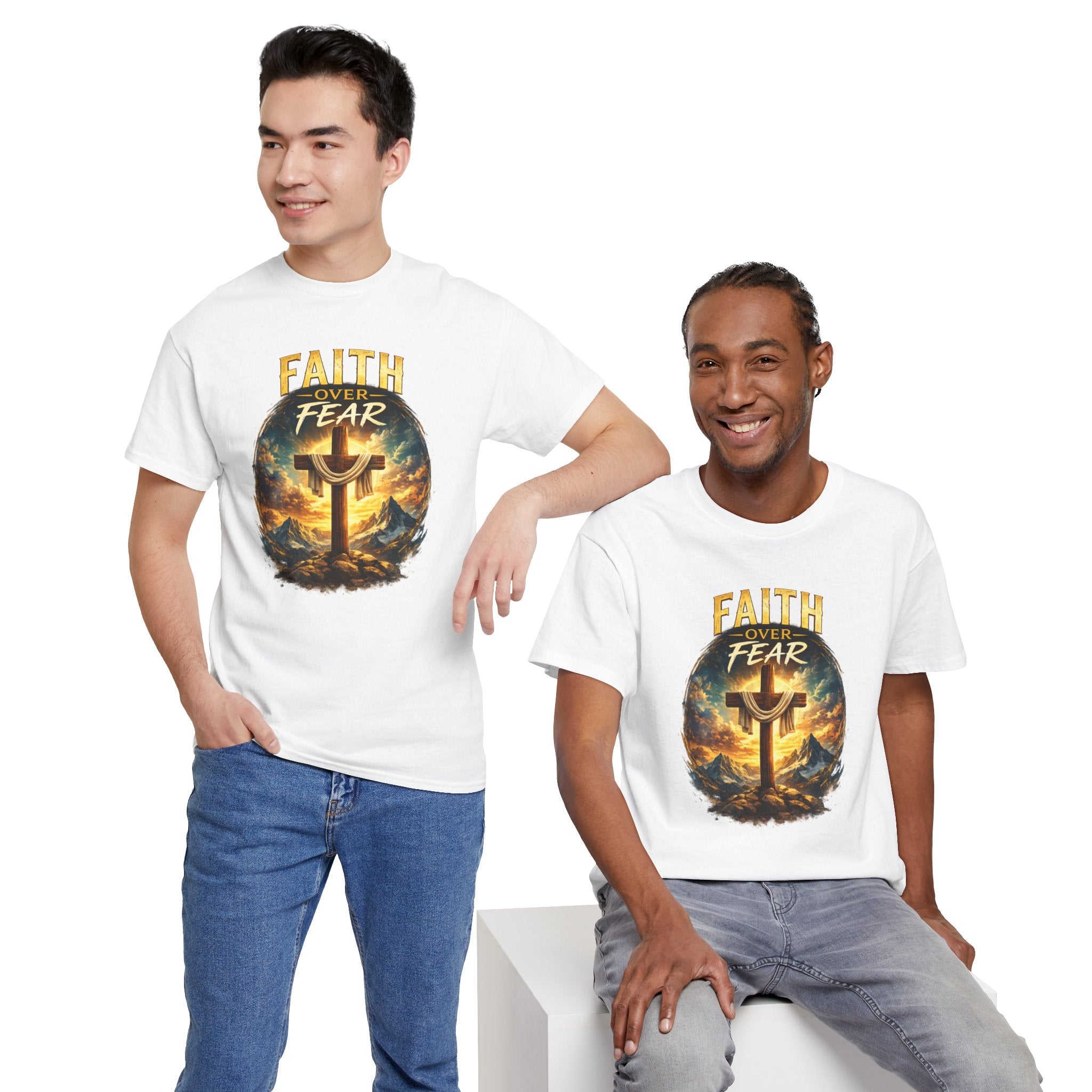 Faith Over Fear Christian T-Shirt | Cross Graphic Tee | Jesus Faith Shirt | Religious Unisex Shirt | Christian Gift for Men & Women