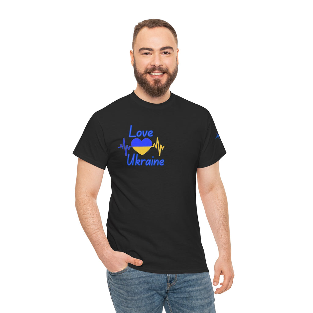 Love Ukraine T-Shirt — Heartbeat Flag Design
