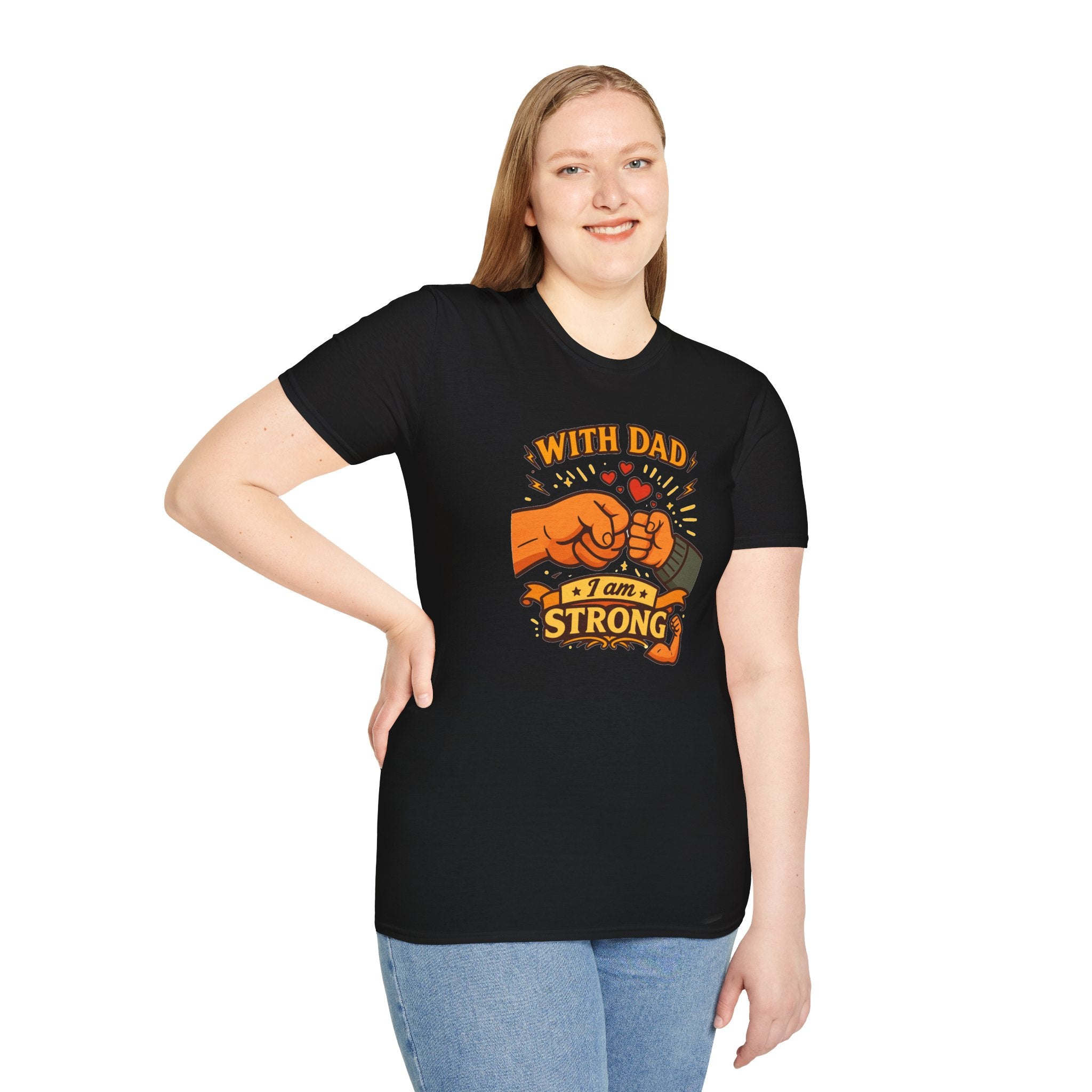 With Dad I Am Strong Shirt, Father’s Day Gift for Dad, Fist Bump Dad Tee, Matching Family Shirt, Cute Dad T-Shirt