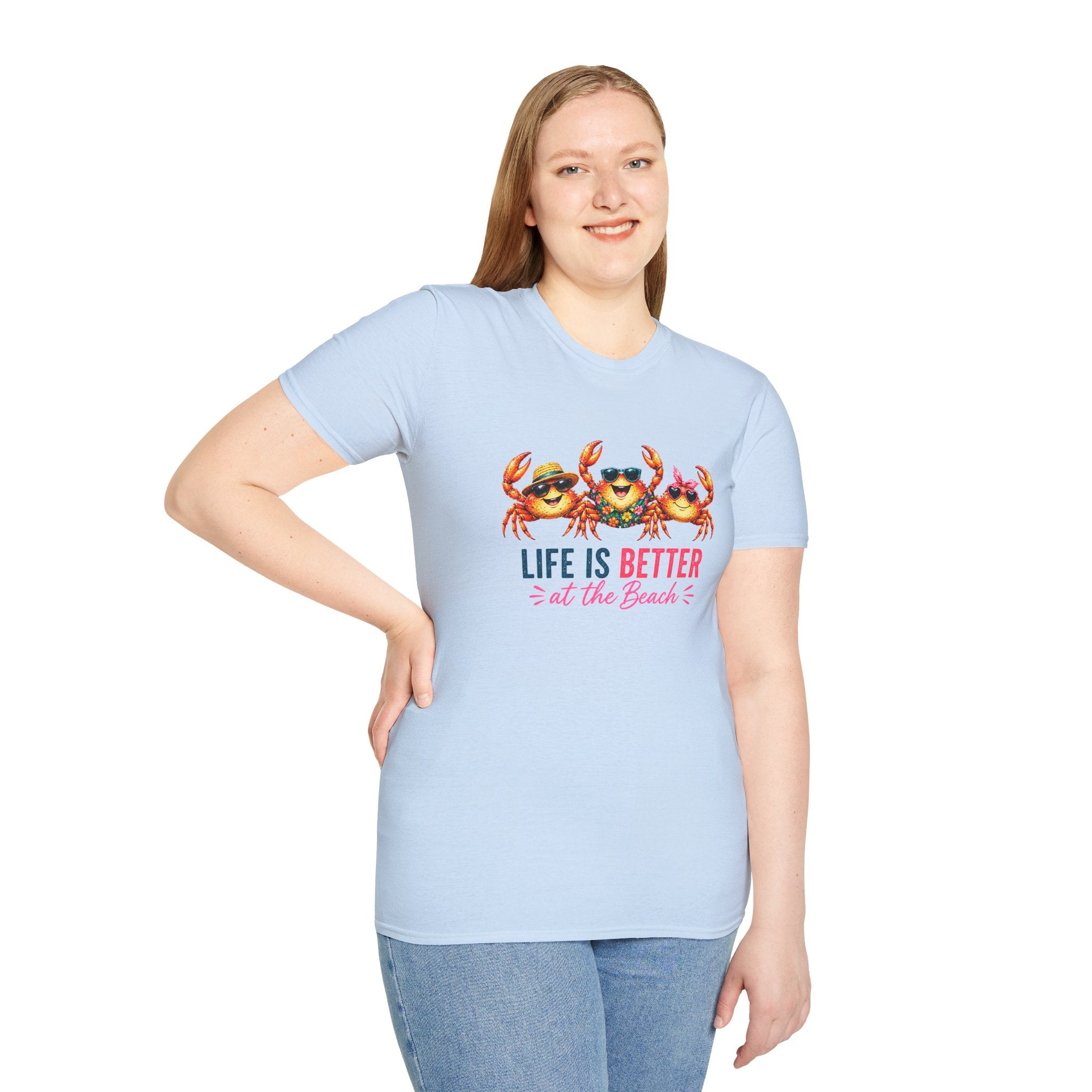 Funny Beach Crab T-Shirt | Life Is Better at the Beach Tee | Cute Summer Vacation Shirt | Coastal Graphic Tee | Ocean Lover Gift
