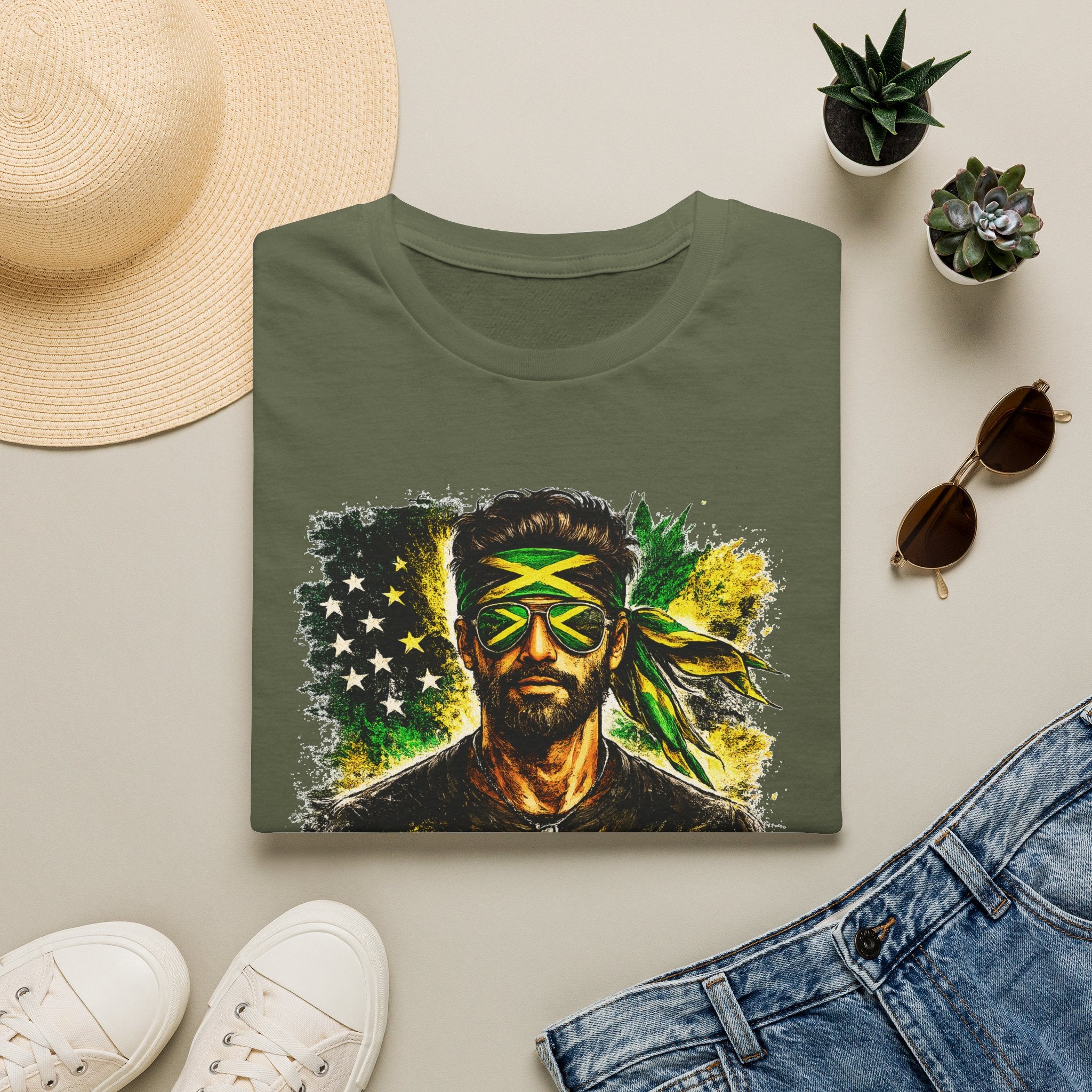 Jamaican Flag Portrait T-Shirt — Reggae Vibe Graphic Tee