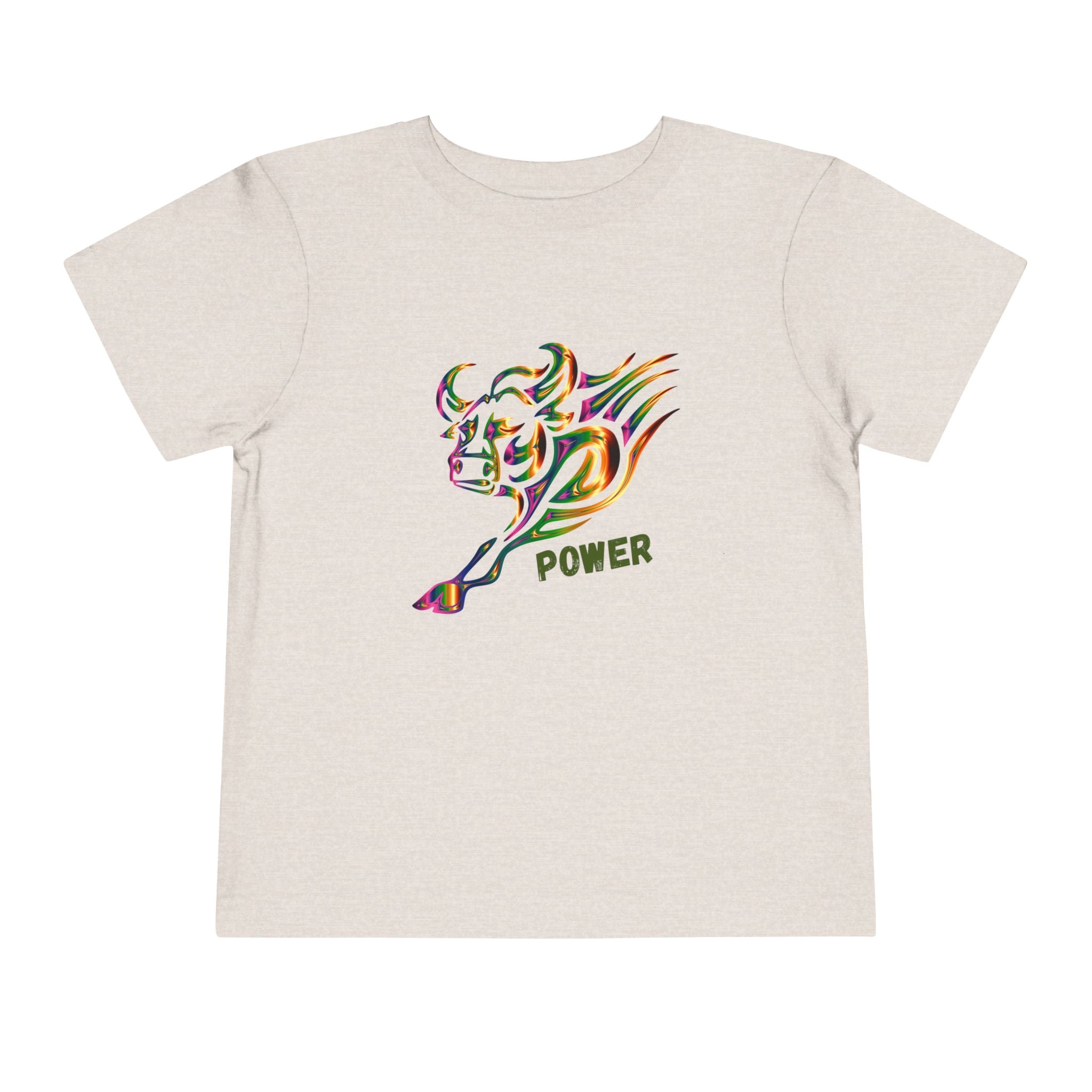 Toddler Tee — Colorful Charging Bull "Power" Graphic