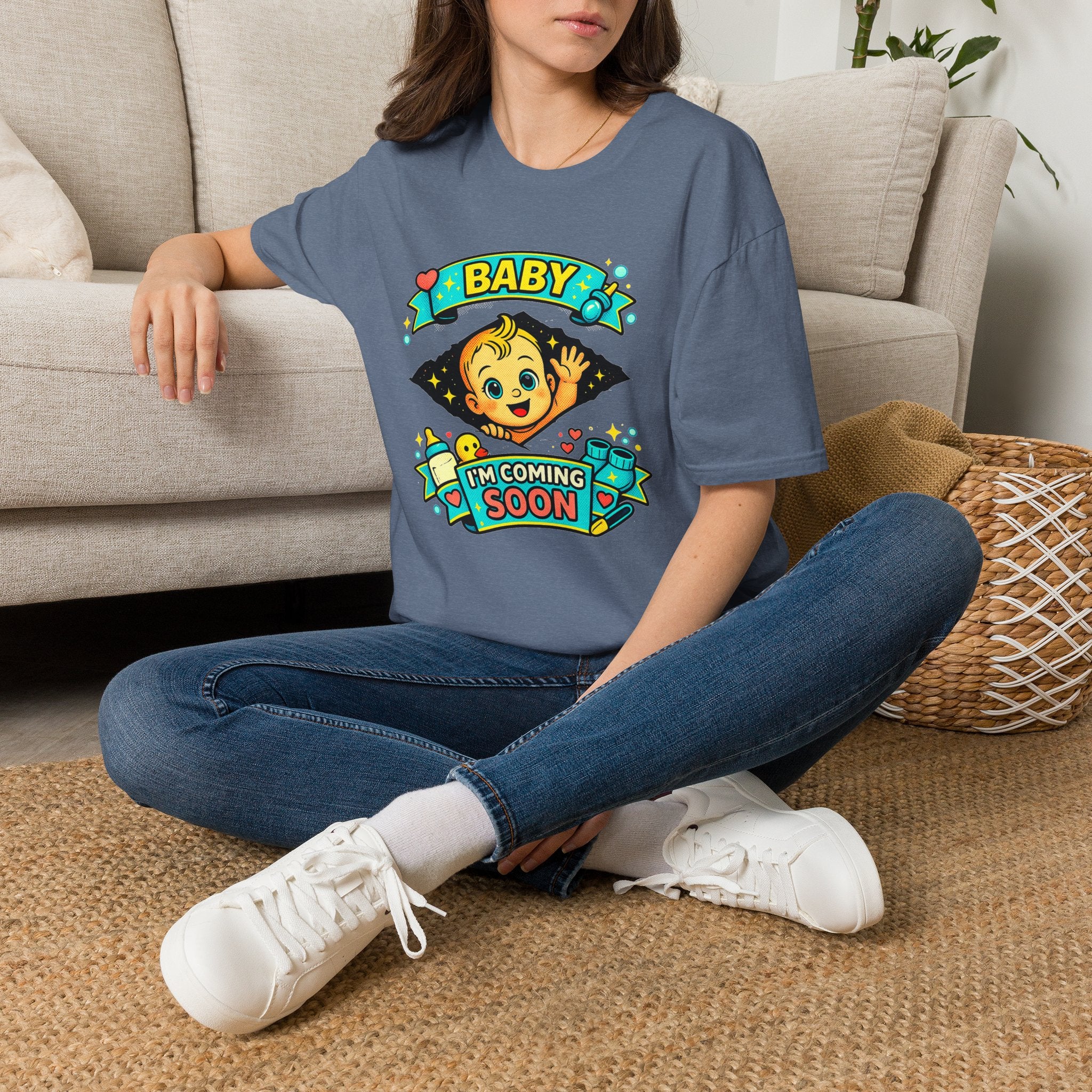 Baby On the Way T-Shirt — "Baby I'm Coming Soon" Pregnancy Announcement Tee