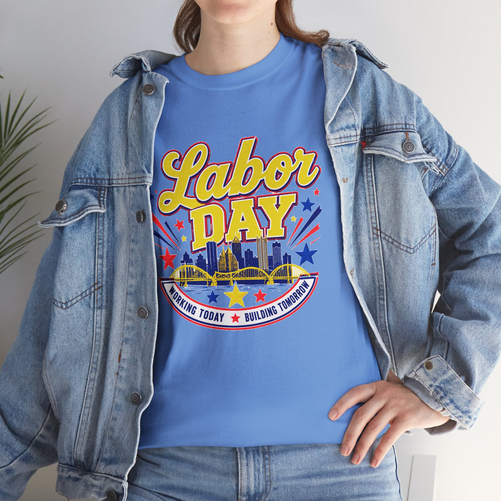 Labor Day Skyline T‑Shirt — Retro Stars & Stripes Celebration Tee