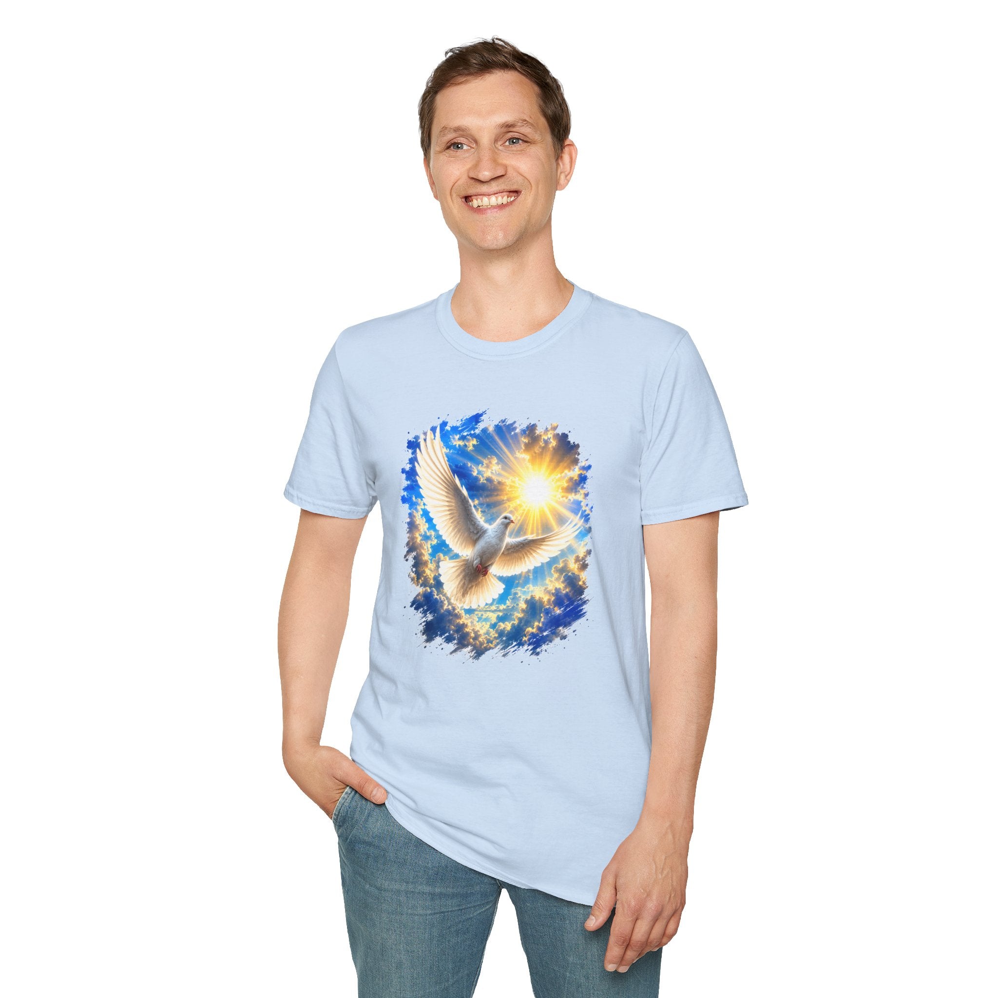 Dove of Light T-Shirt | White Dove Graphic Tee | Peace & Hope Shirt | Inspirational Bird Tee | Christian Gift | Unisex Graphic T-Shirt