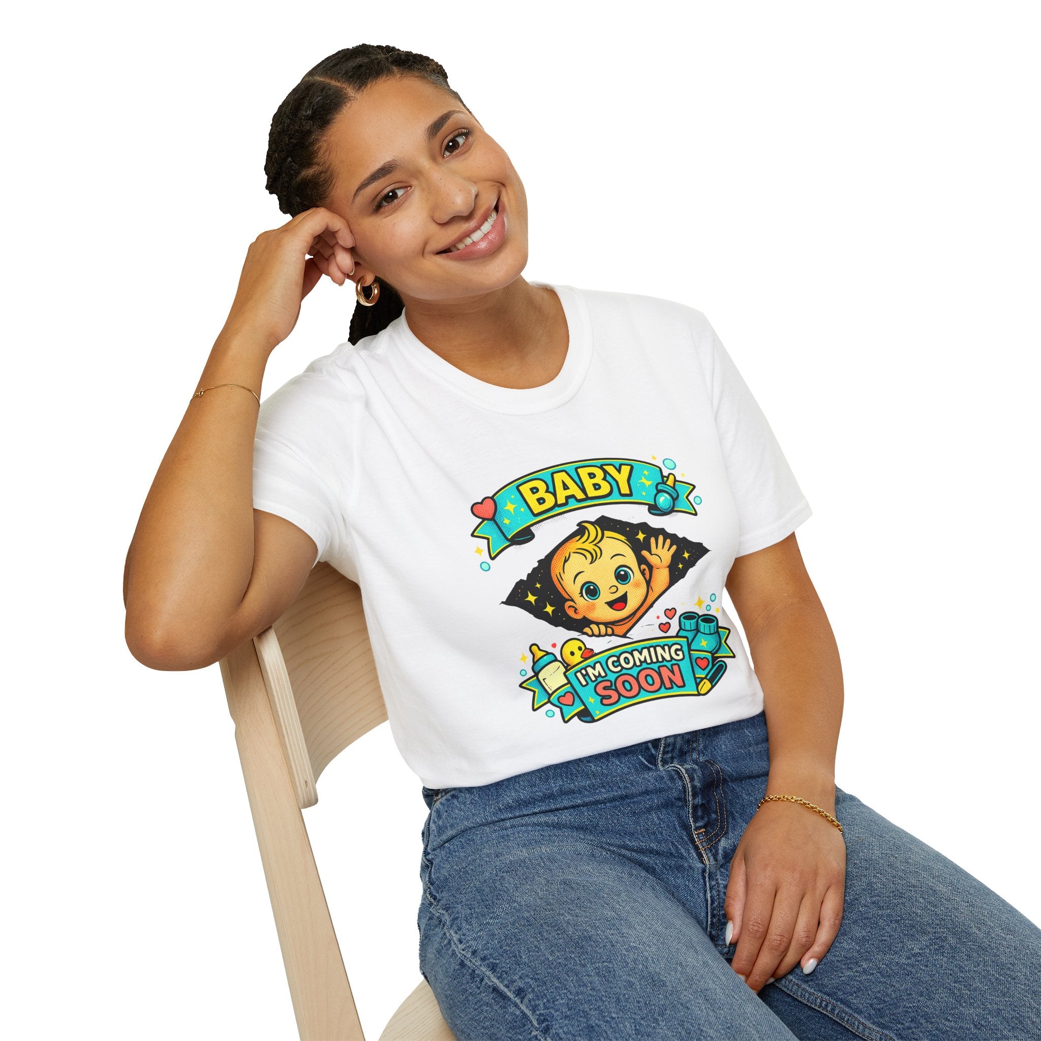 Baby On the Way T-Shirt — "Baby I'm Coming Soon" Pregnancy Announcement Tee