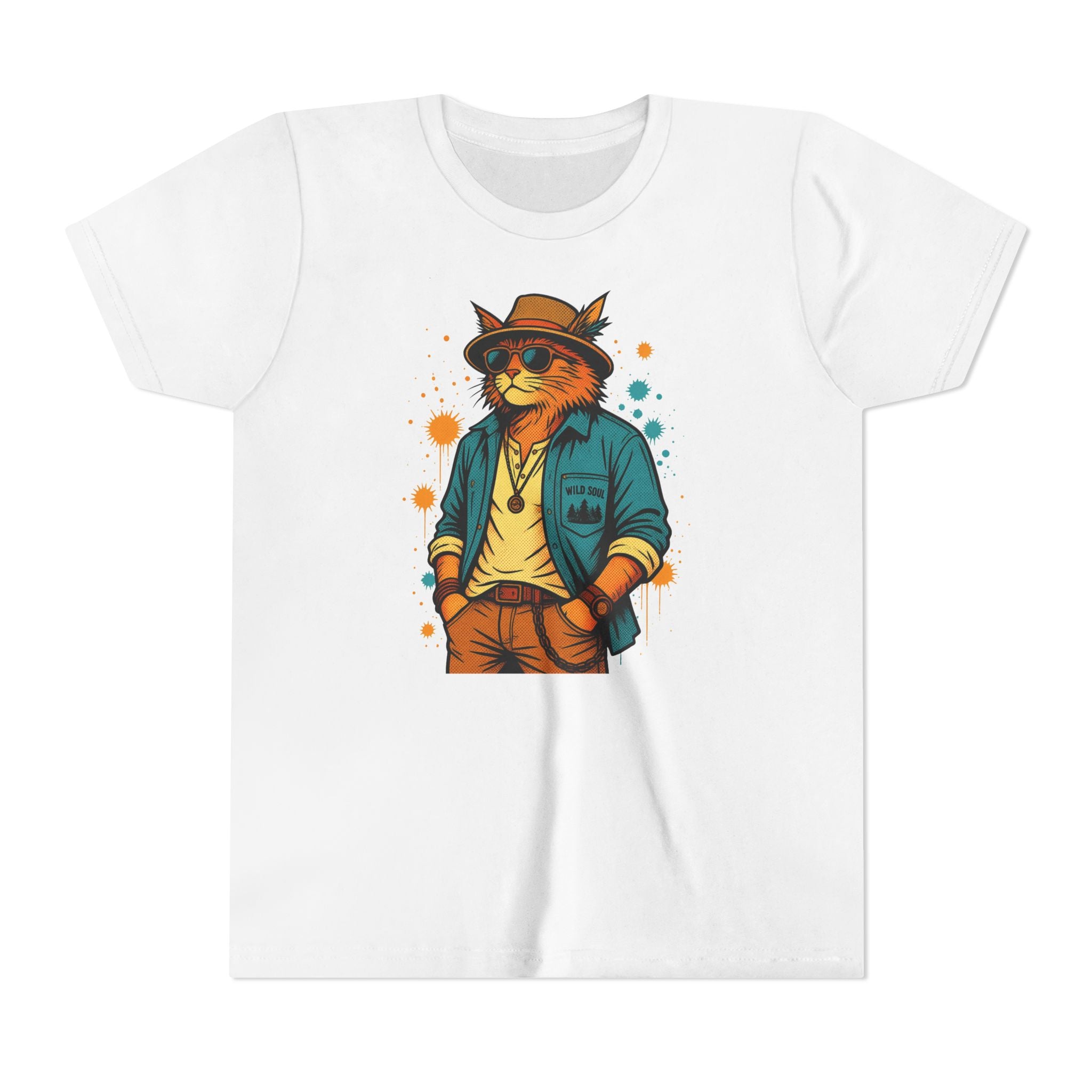 Youth Cat Graphic Tee — Cool Retro Cat in Sunglasses Kids T-Shirt