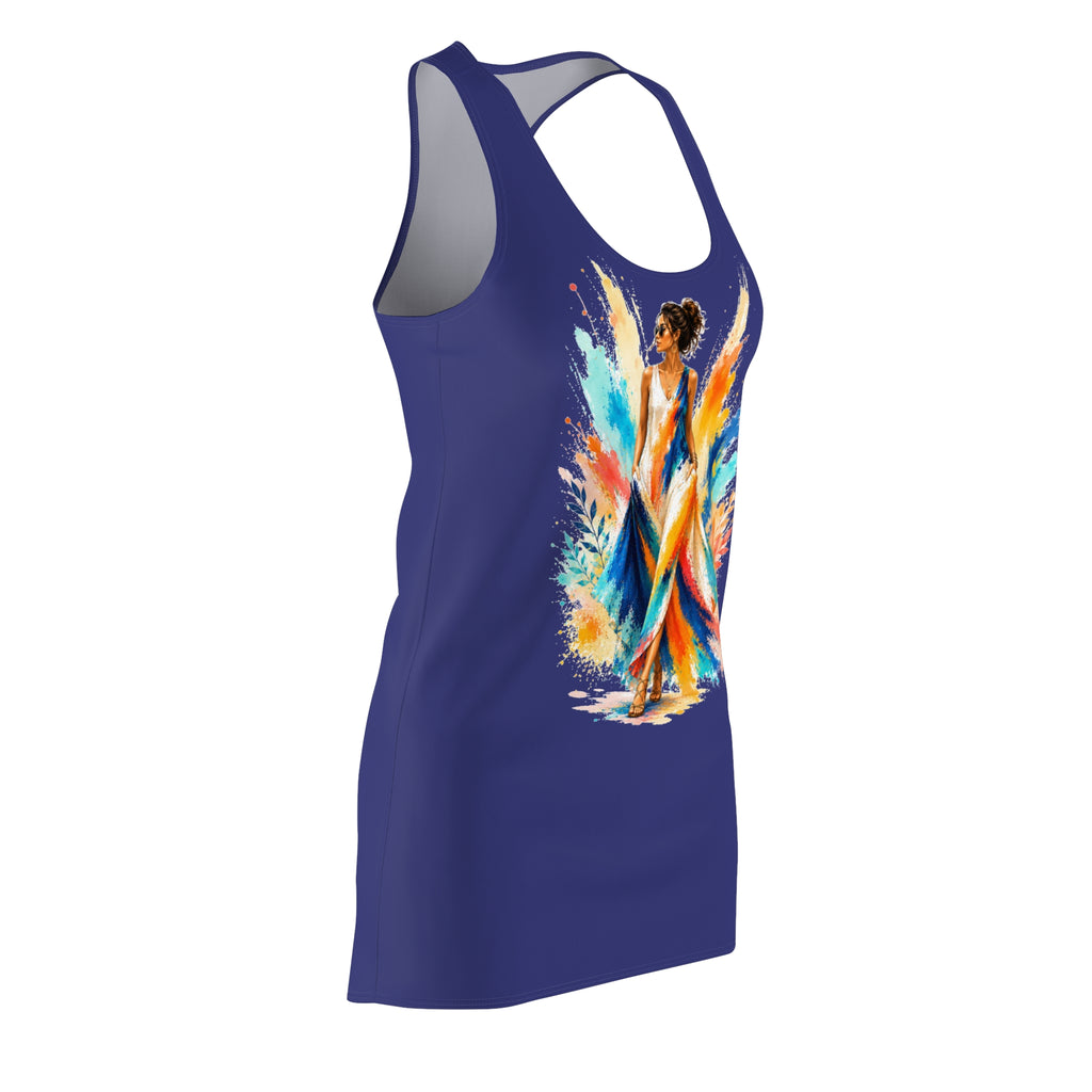 Colorful Watercolor Woman Racerback Dress, Artistic Tank Dress, Vibrant Summer Dress, Abstract Fashion Dress, Sleeveless Casual Dress, Gift for Her