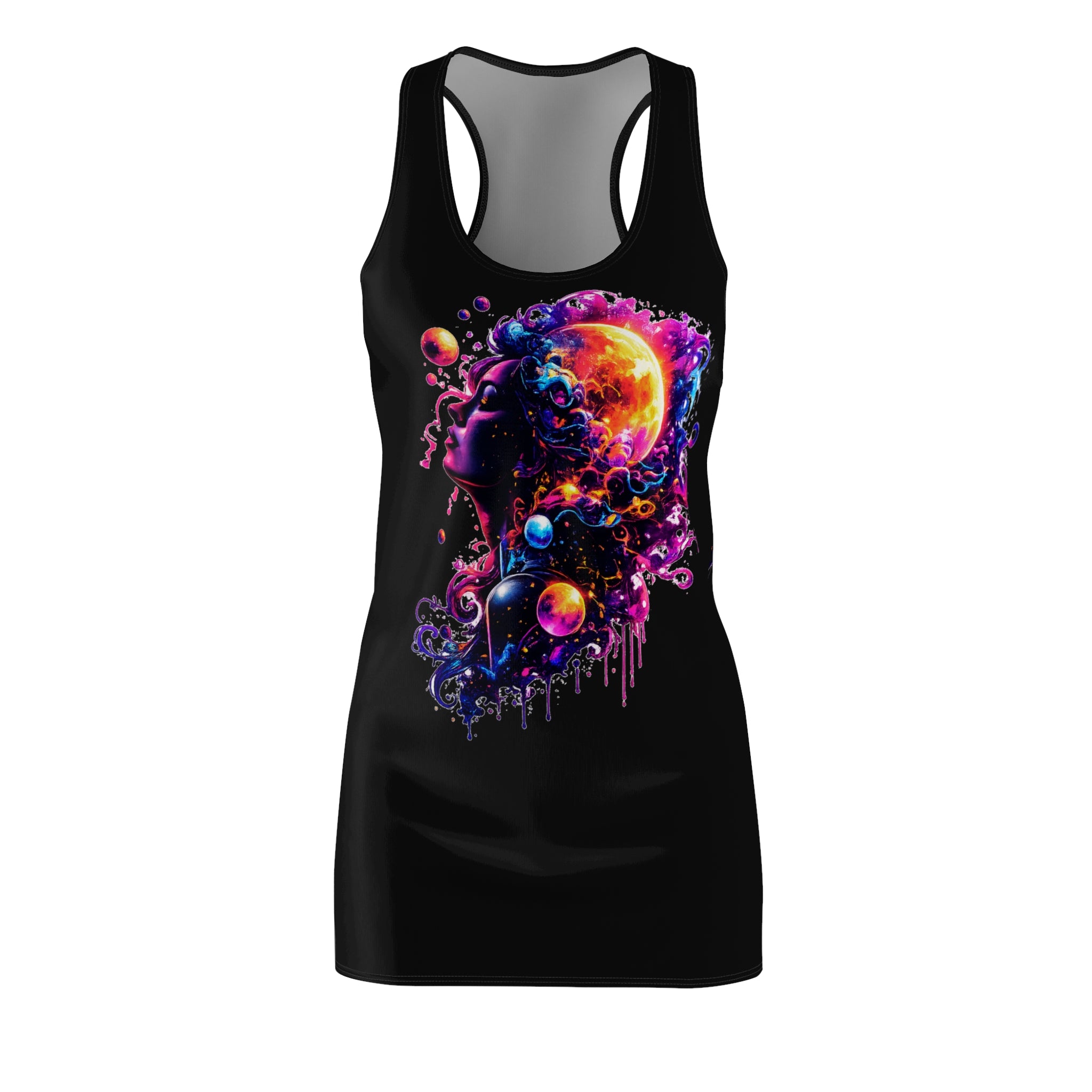Psychedelic Cosmic Woman Racerback Dress — Galaxy Art AOP