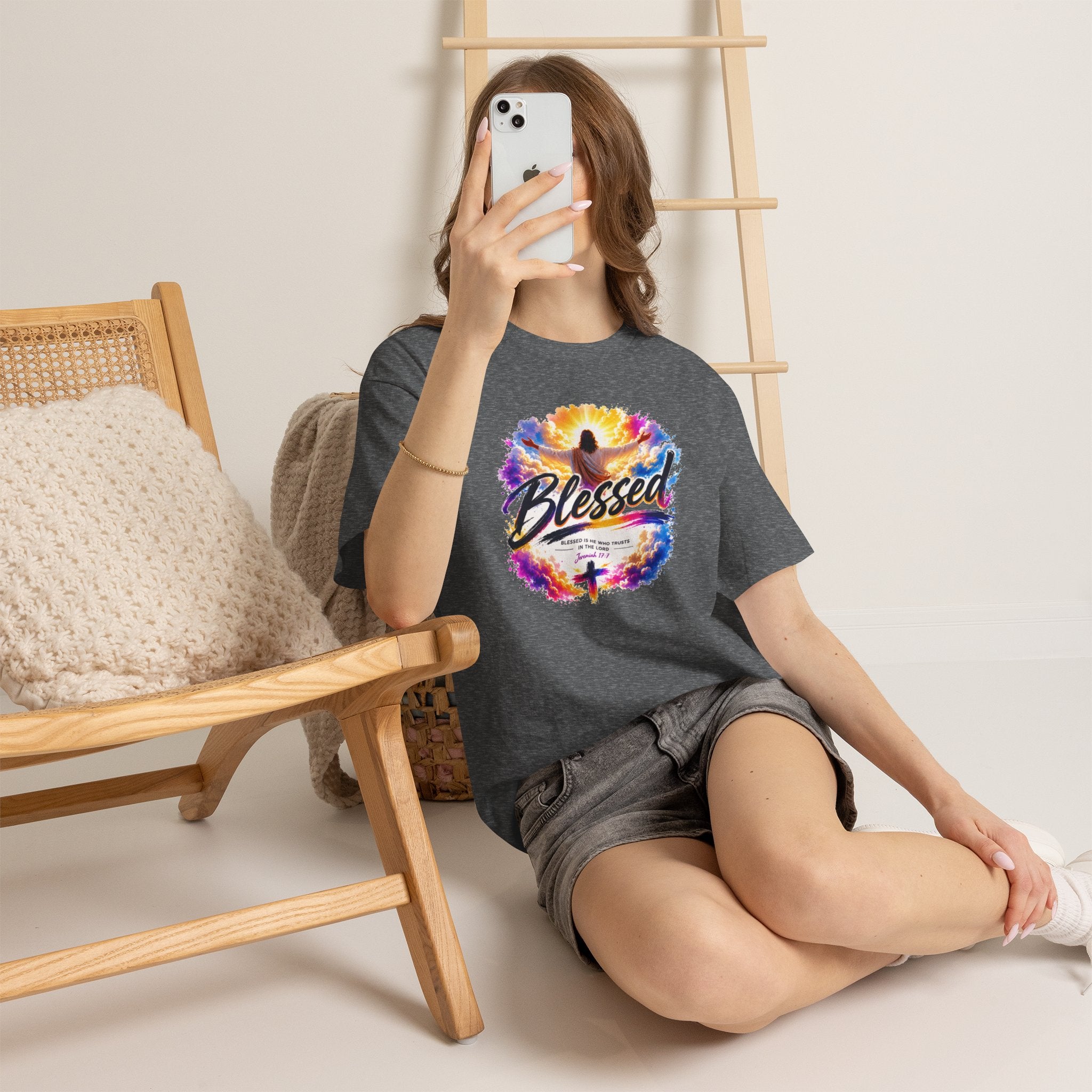 Blessed Christian T-Shirt, Faith Cross Shirt, Religious Graphic Tee, Jesus Lover Gift, Inspirational Unisex Christian Shirt