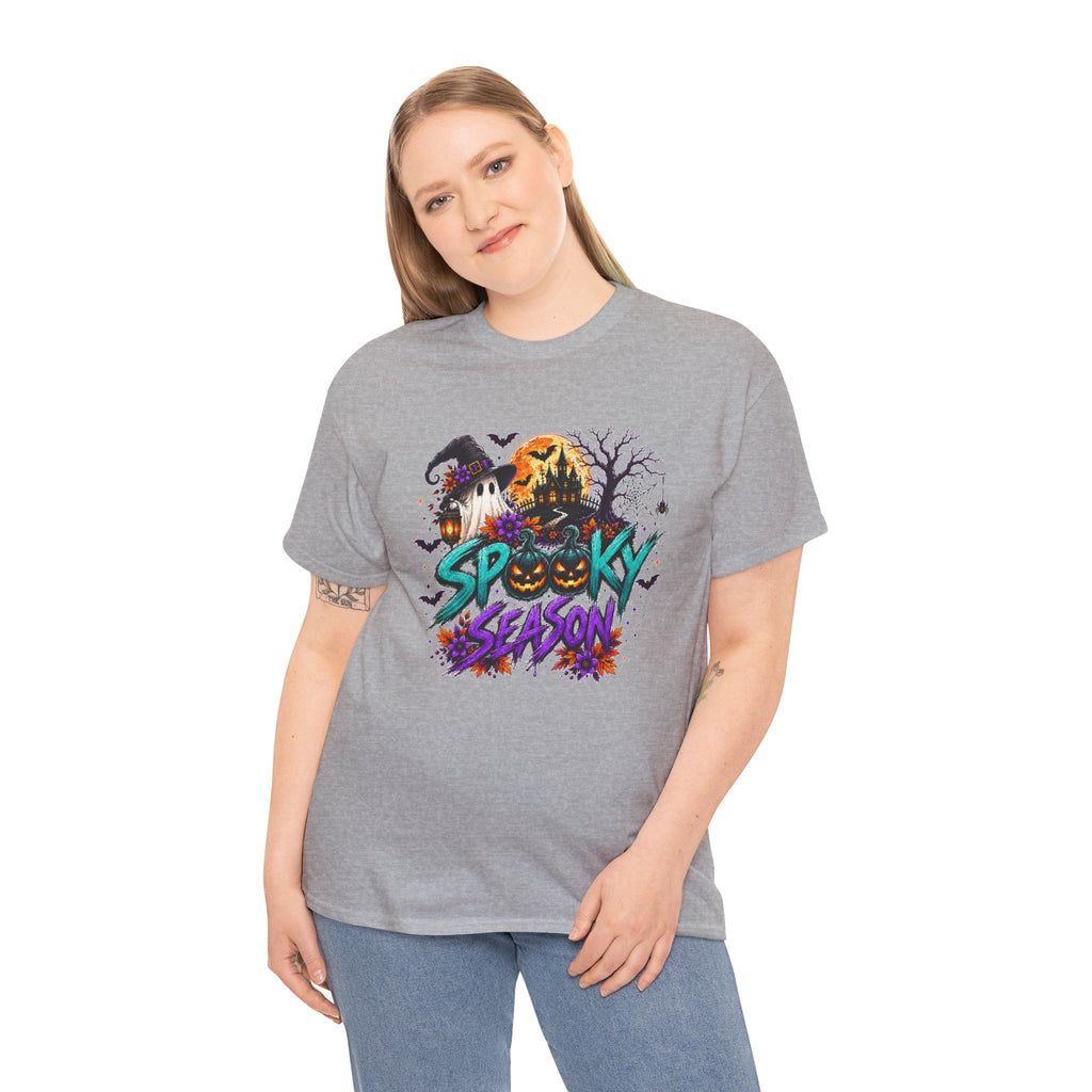 Spooky Season Halloween T-Shirt, Haunted House Pumpkin Tee, Halloween Graphic Shirt, Unisex Fall Tee