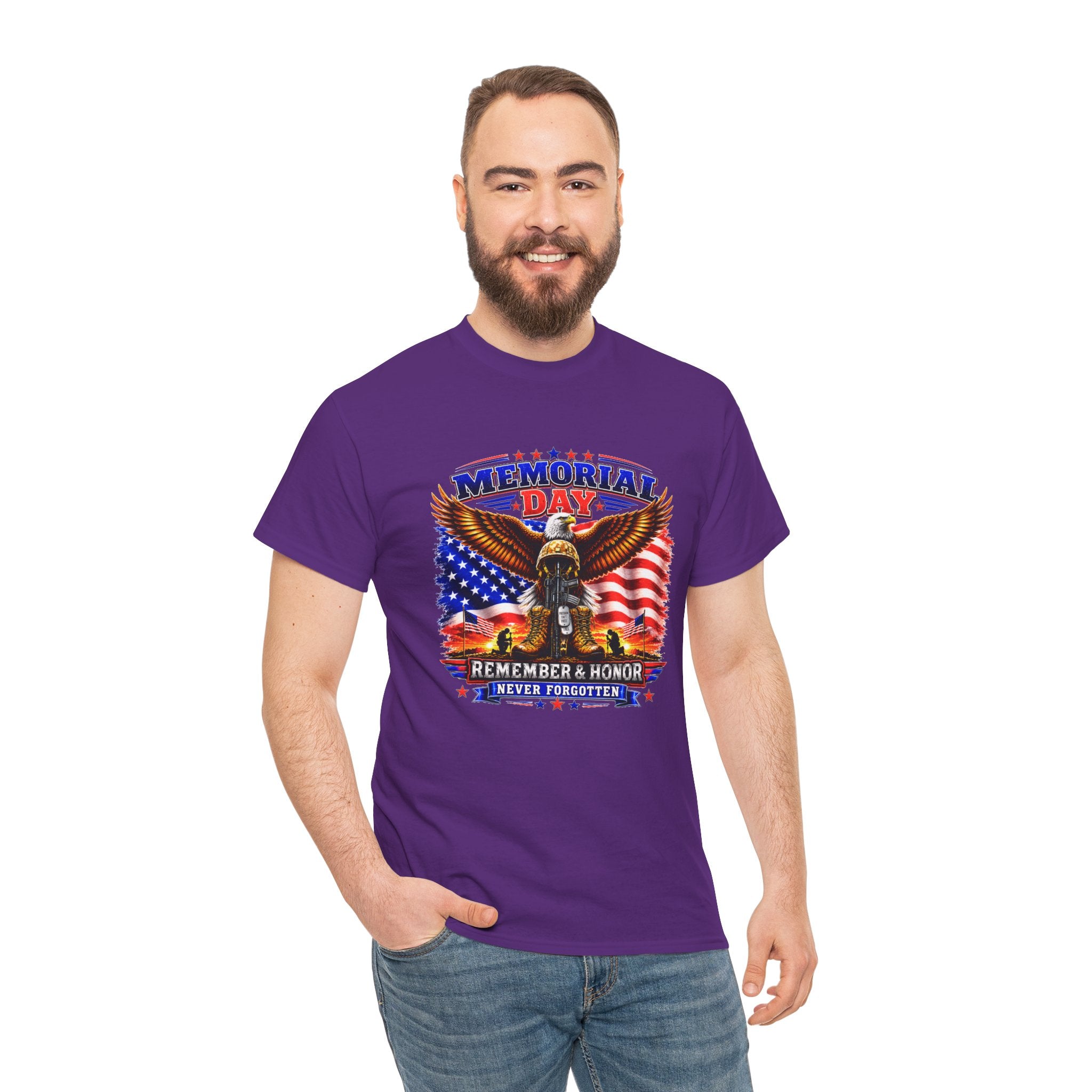 Memorial Day Shirt, Patriotic Eagle T-Shirt, Remember & Honor Tee, American Flag Graphic Shirt, Military Tribute Gift