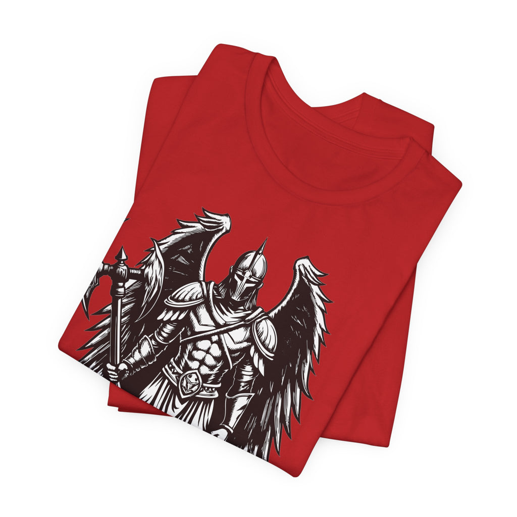 Angel of War Graphic Tee — Winged Knight Armor T-Shirt