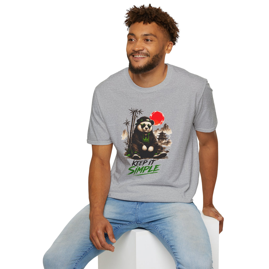 Panda Zen T-Shirt — Scenic Bamboo Bear with Red Sun