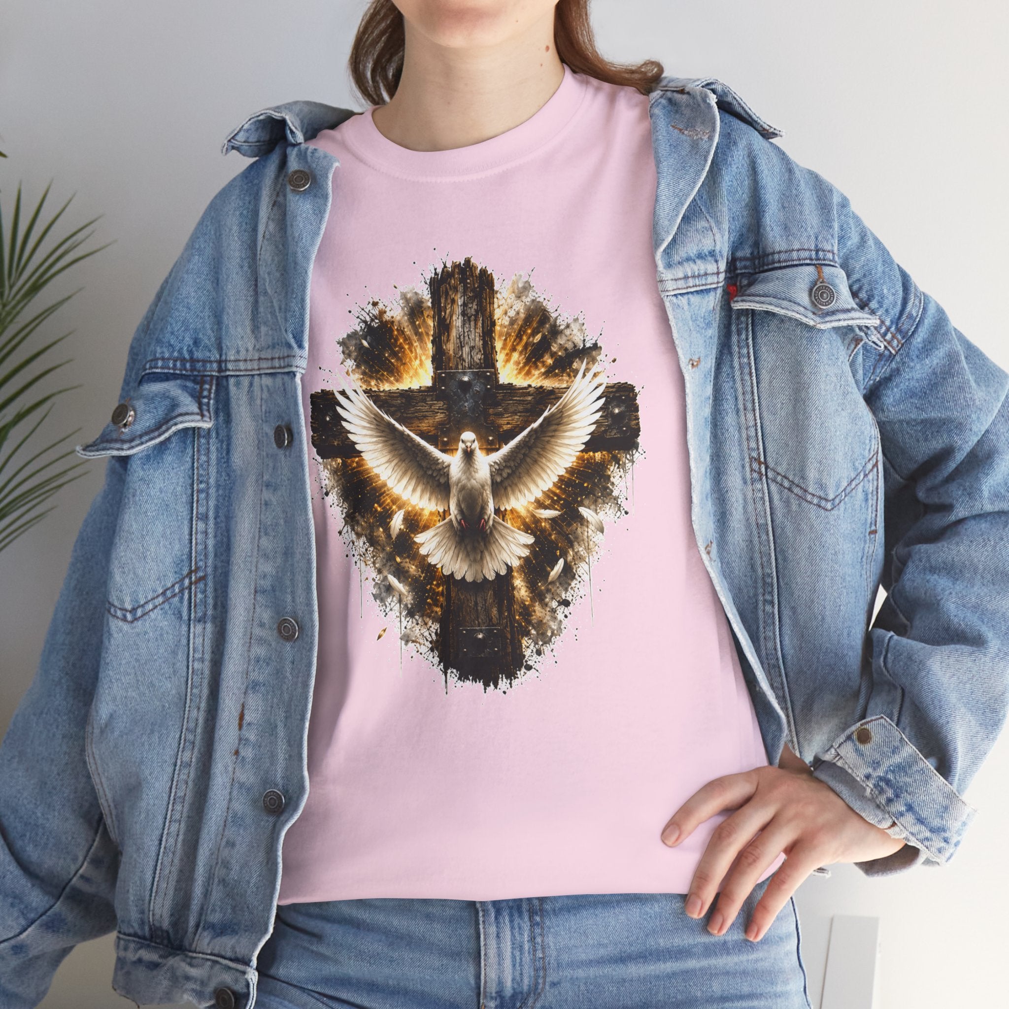 Christian Dove Cross T-Shirt | Holy Spirit Shirt | Faith Graphic Tee | Religious Gift | Bible Believer Shirt | Unisex Christian Tee