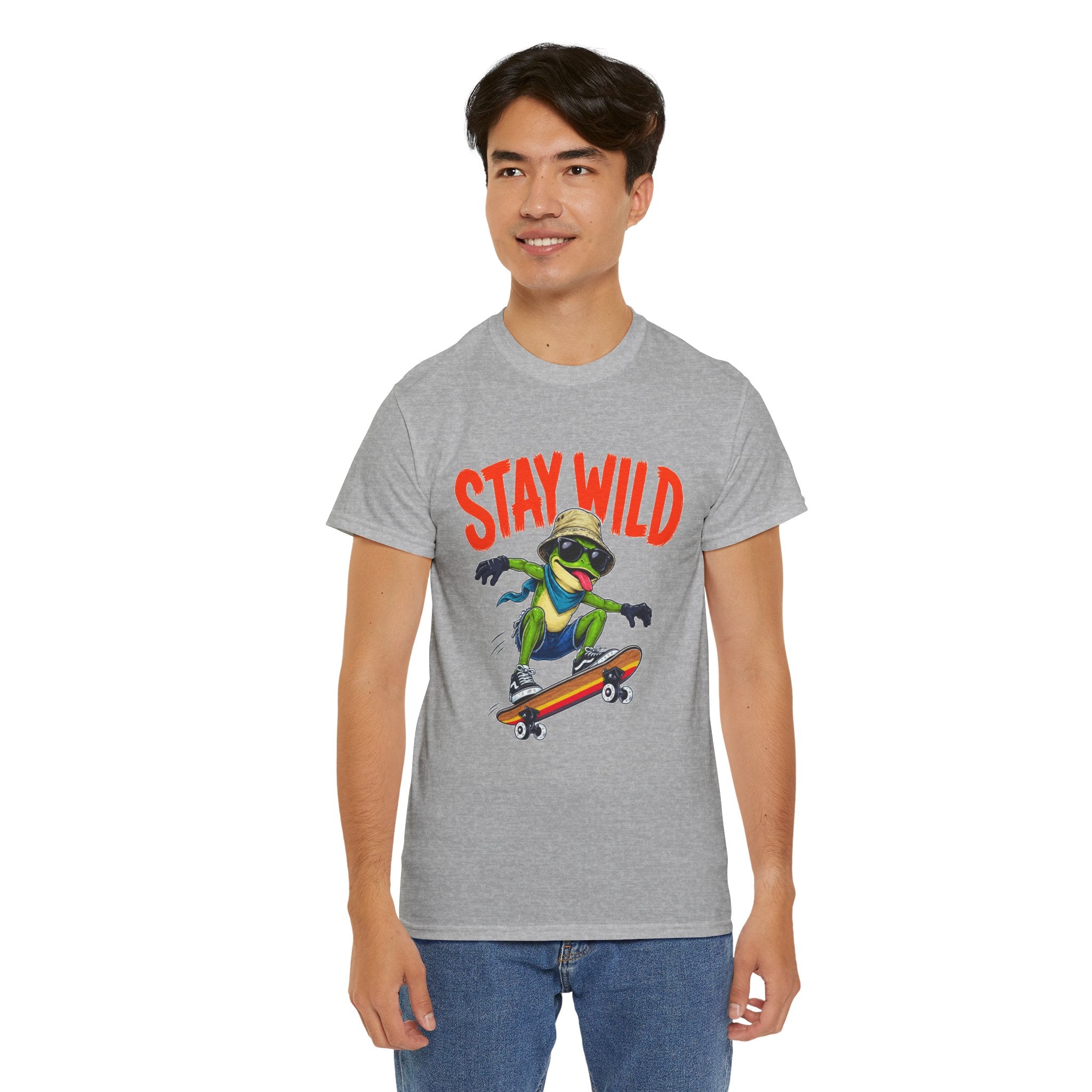 Stay Wild Frog Skateboard Shirt, Funny Frog T-Shirt, Skater Graphic Tee, Retro Frog Shirt, Cool Unisex Streetwear Tee
