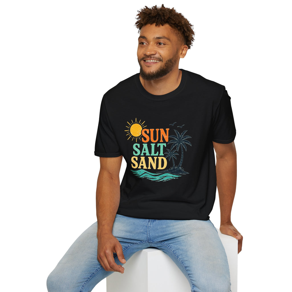 Sun Salt Sand Beach T-Shirt — Palm Tree Summer Vacation Tee