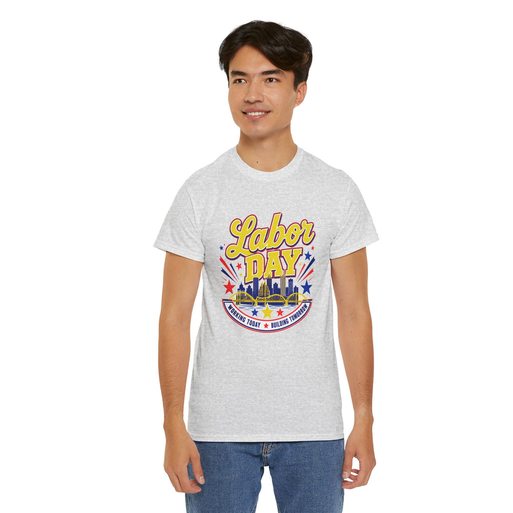 Labor Day Skyline T‑Shirt — Retro Stars & Stripes Celebration Tee