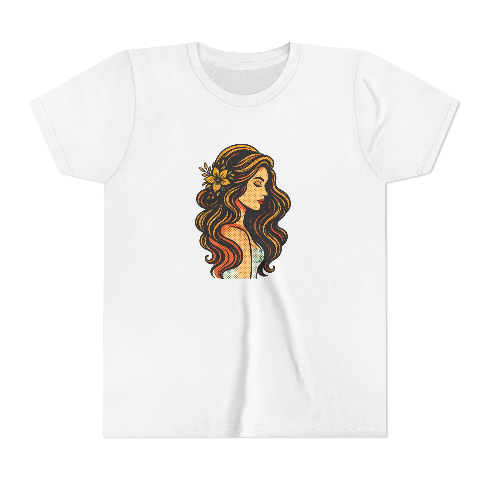 Youth Tee — Floral-Boho Girl Portrait Kids Shirt