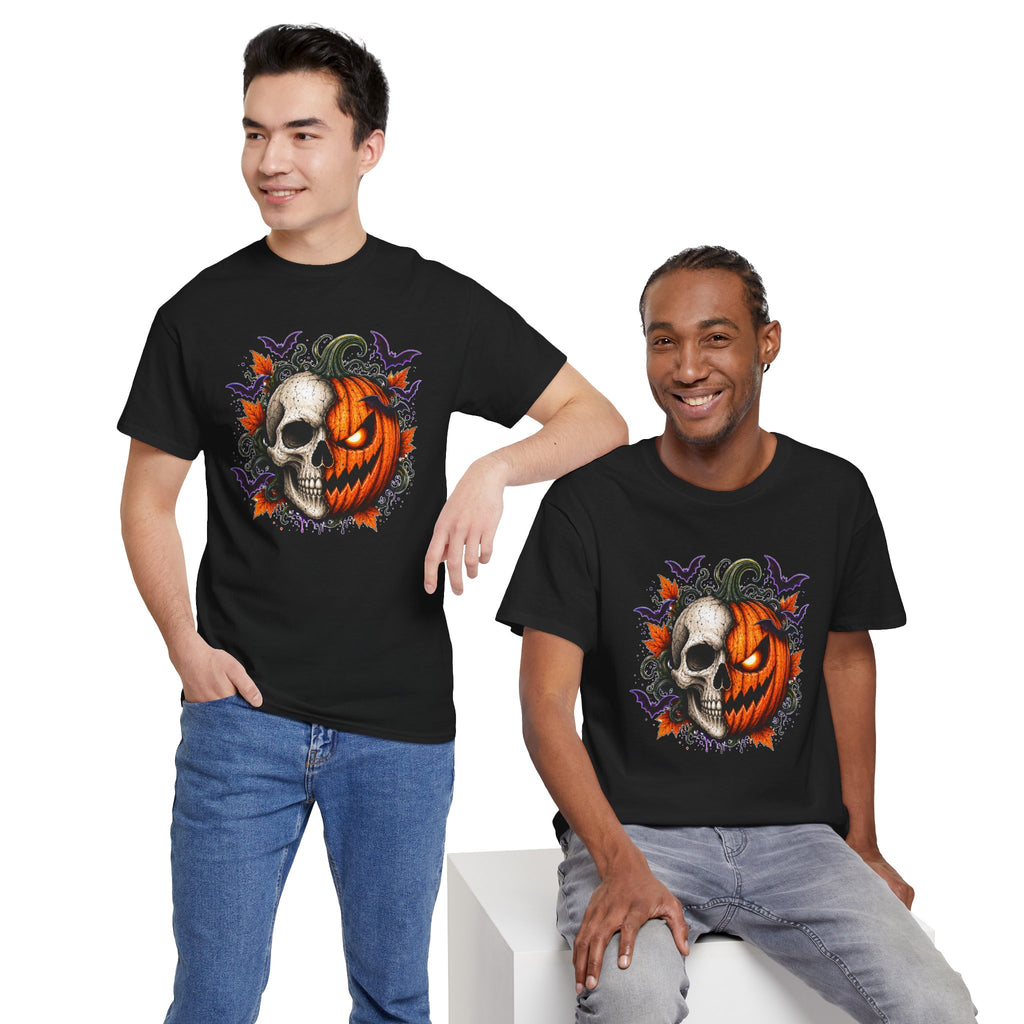 Halloween Skull Pumpkin T-Shirt, Spooky Jack O Lantern Graphic Tee, Unisex Halloween Shirt, Gothic Fall Tee