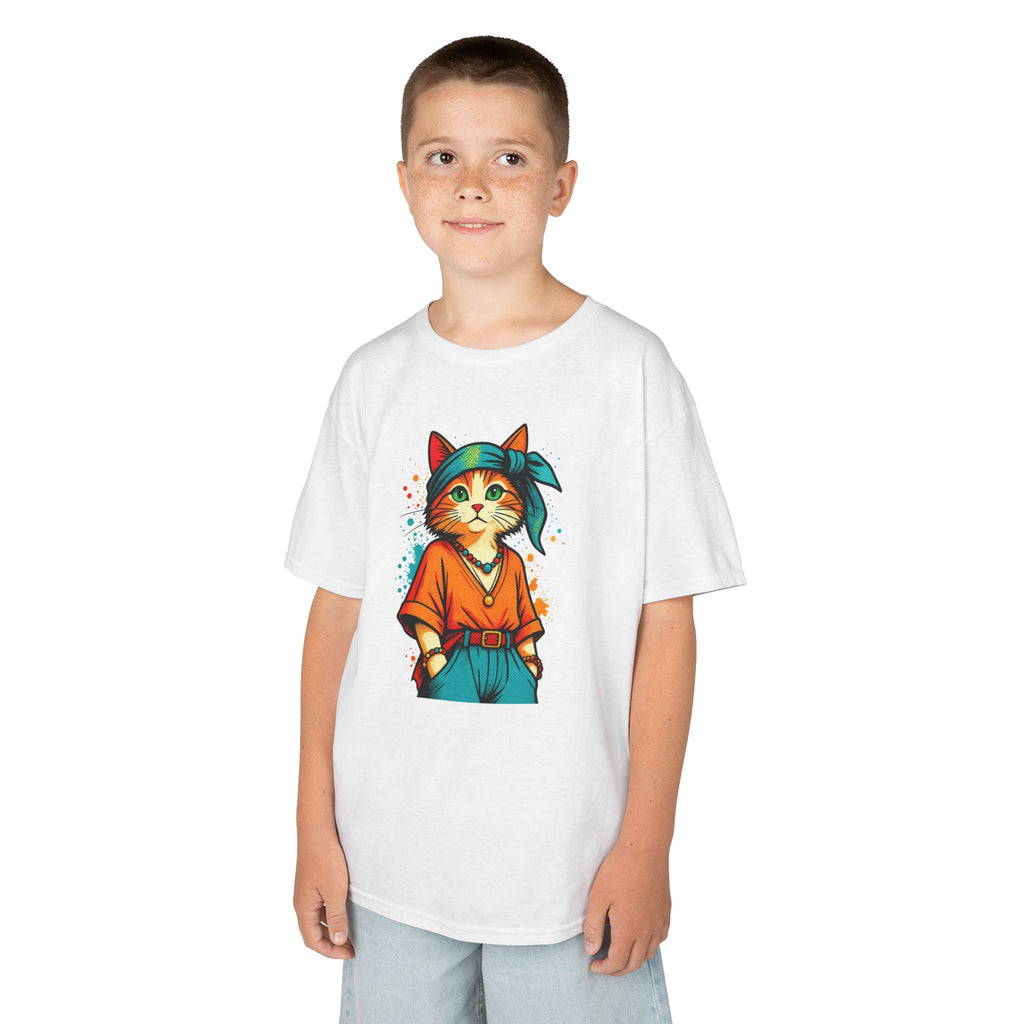 Kid's Retro Cat Tee — Cool Cat Graphic Shirt for Kids
