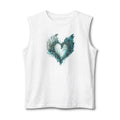 Angel Wing Heart Muscle Tank, Watercolor Winged Heart Shirt, Men's Graphic Tank Top, Aesthetic Heart Wings Tank