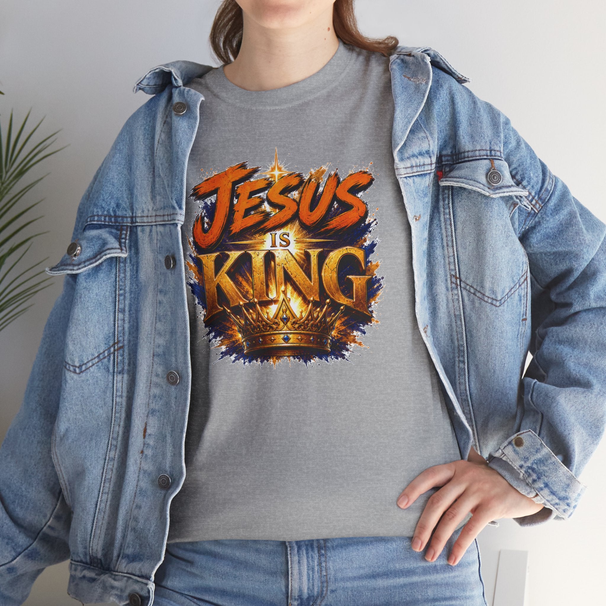 Jesus Is King Christian T-Shirt | Crown Graphic Tee | Religious Unisex Shirt | Faith Apparel | Christian Gift for Men & Women