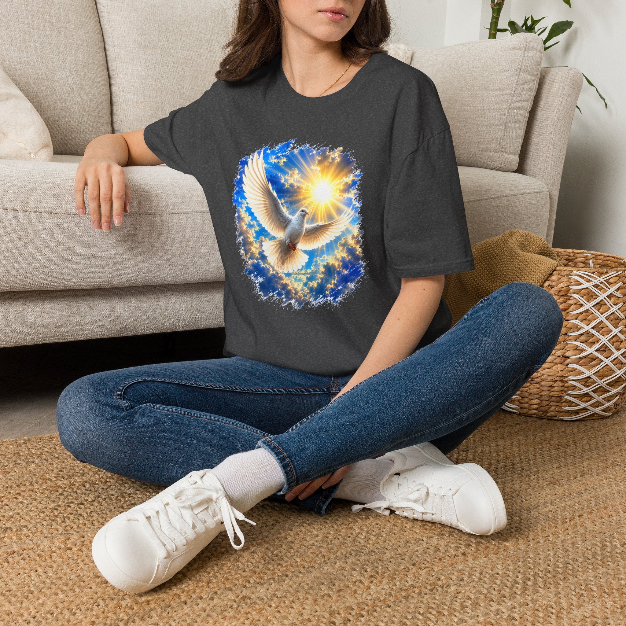 Dove of Light T-Shirt | White Dove Graphic Tee | Peace & Hope Shirt | Inspirational Bird Tee | Christian Gift | Unisex Graphic T-Shirt