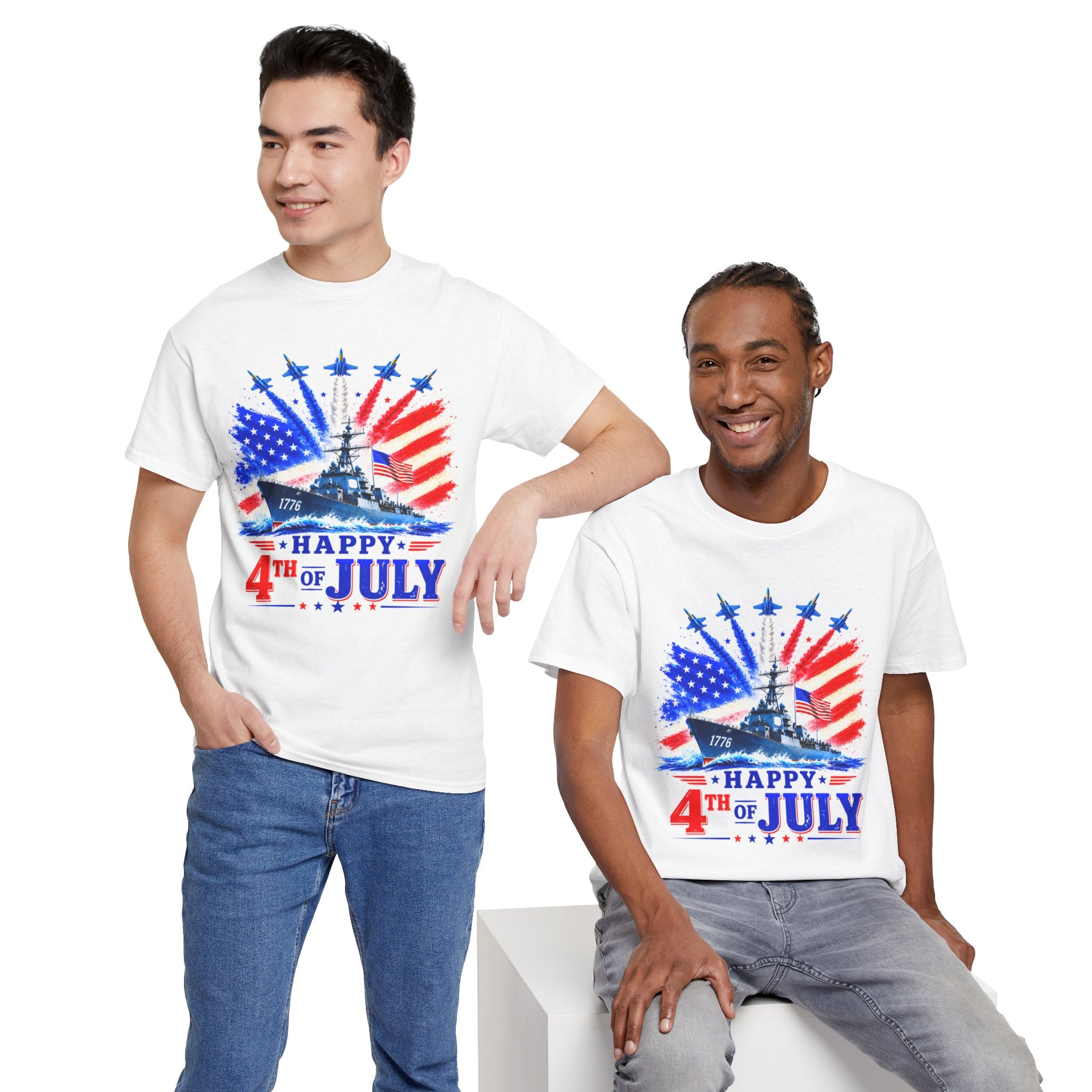 Happy 4th of July Shirt, Patriotic USA Flag Tee, American Eagle & Navy Ship Shirt, Independence Day T-Shirt, Military Pride Gift