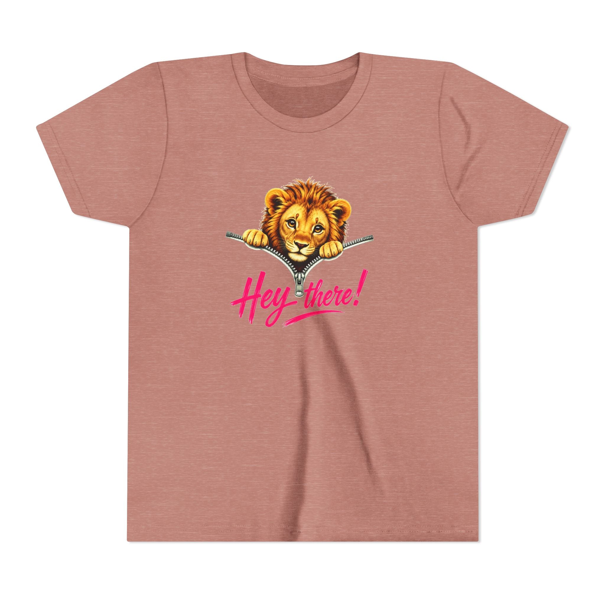 Cute Lion Youth T-Shirt, Hey There Graphic Tee for Kids, Funny Animal Shirt, Trendy Kids Tee, Lion Lover Gift, Unisex Youth Shirt