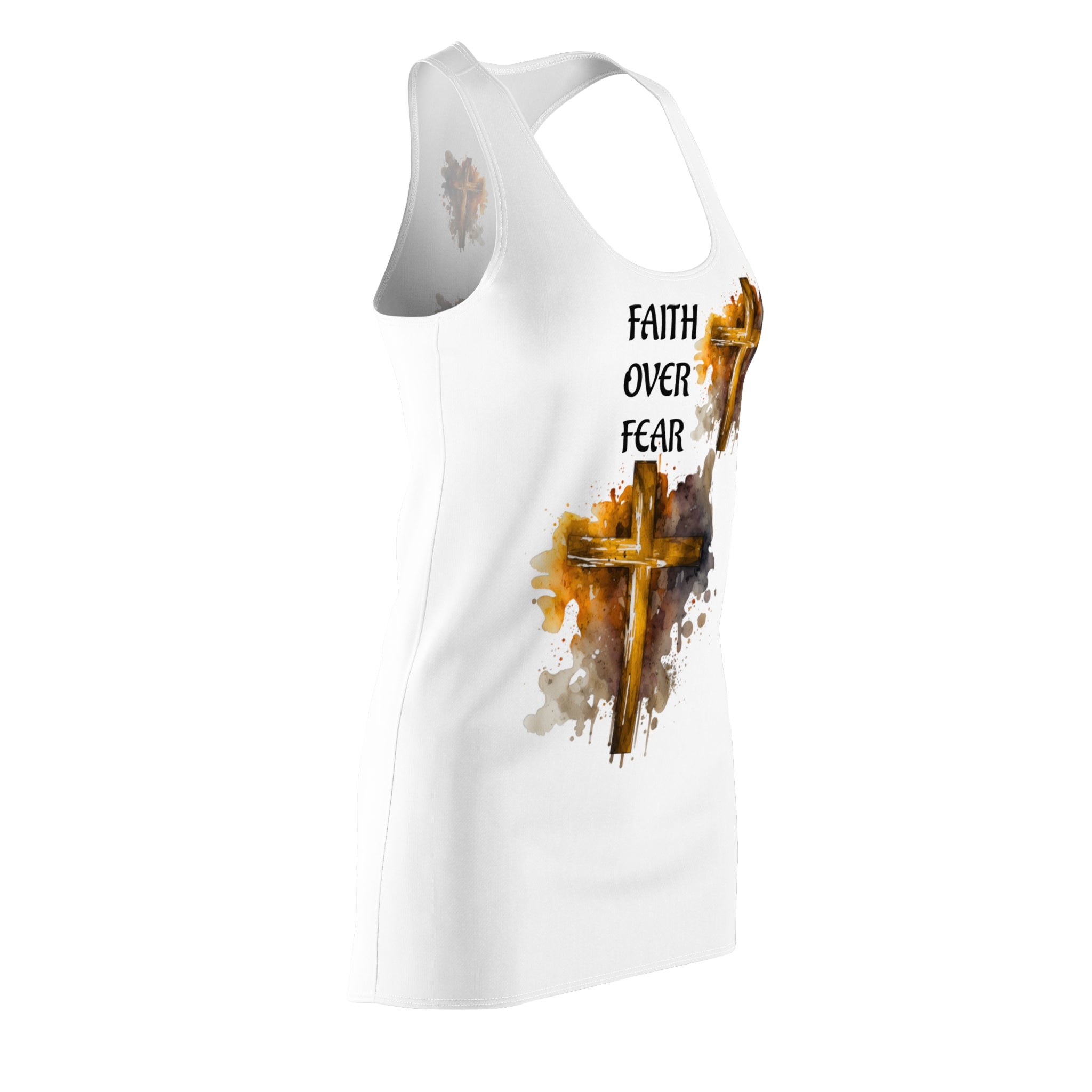 Faith Over Fear Racerback Dress — Christian Cross Graphic Dress