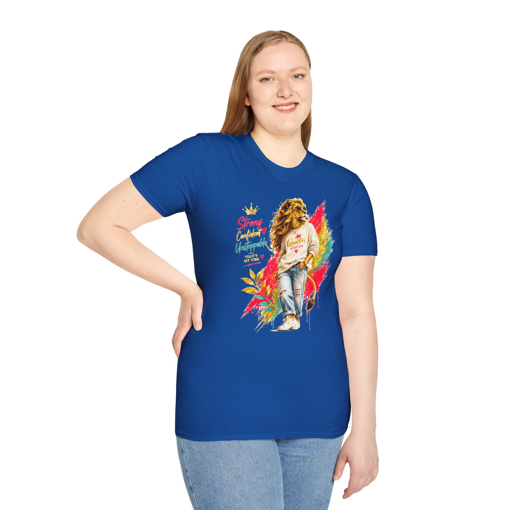 T-Shirt — "Strong, Confident, Unstoppable" Lioness Graphic Tee