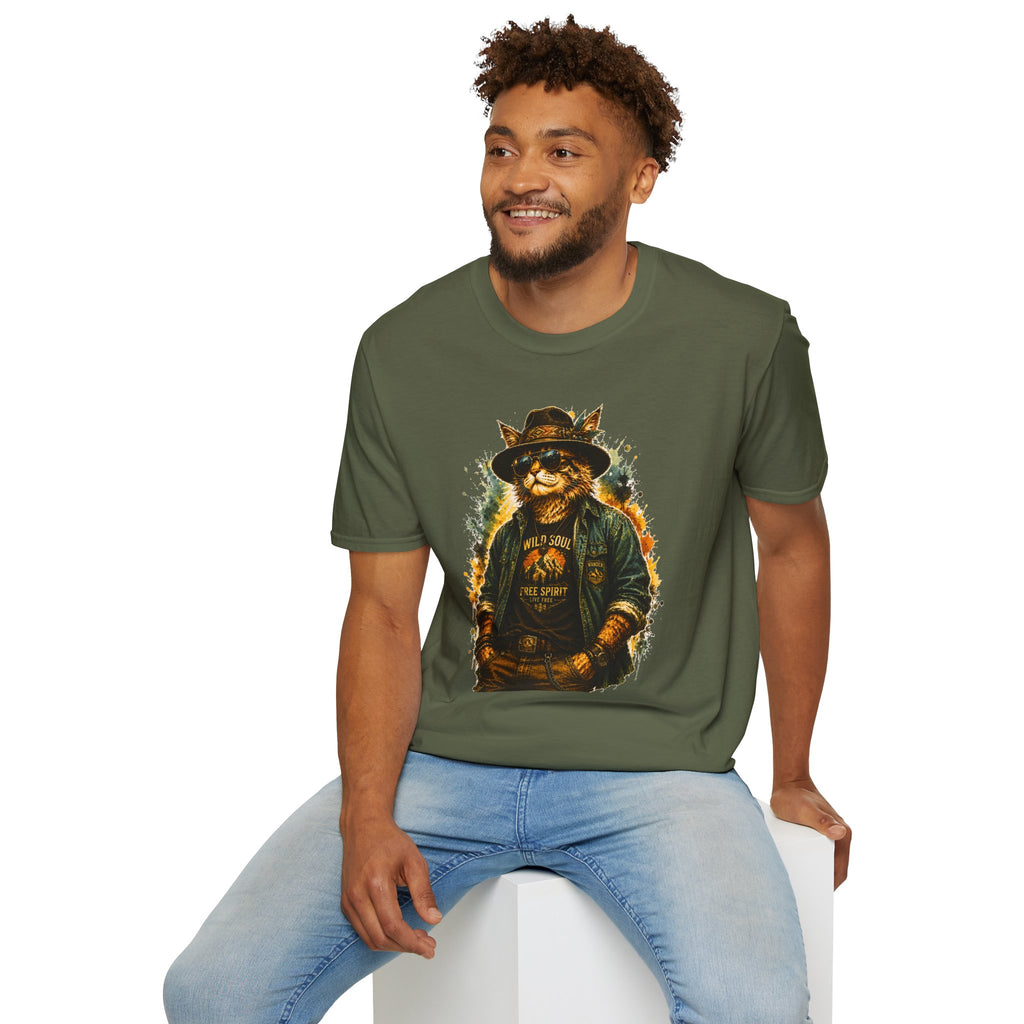 Boho Cat T-Shirt, Wild Soul Cat Tee, Vintage Cat Graphic Shirt, Cat Lover Gift, Hippie Cat Shirt, Bohemian Animal Tee