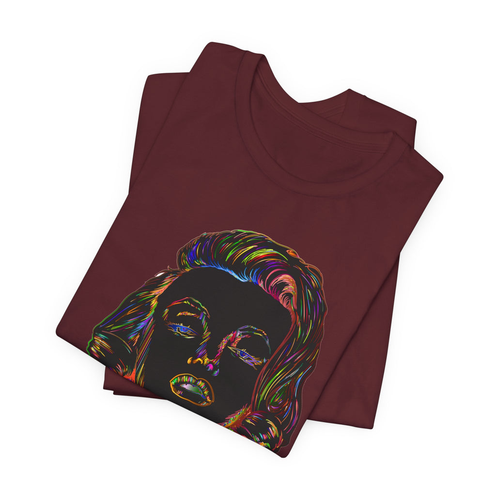 Neon Pop Art Portrait T-Shirt – Retro Rainbow Graphic Tee