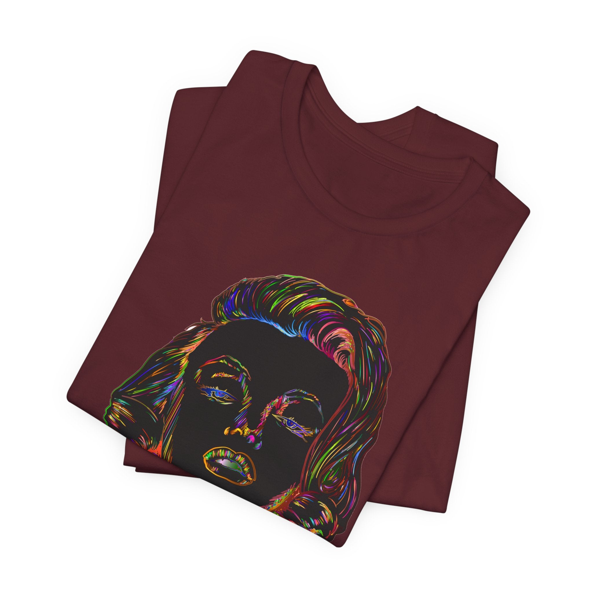 Neon Pop Art Portrait T-Shirt – Retro Rainbow Graphic Tee