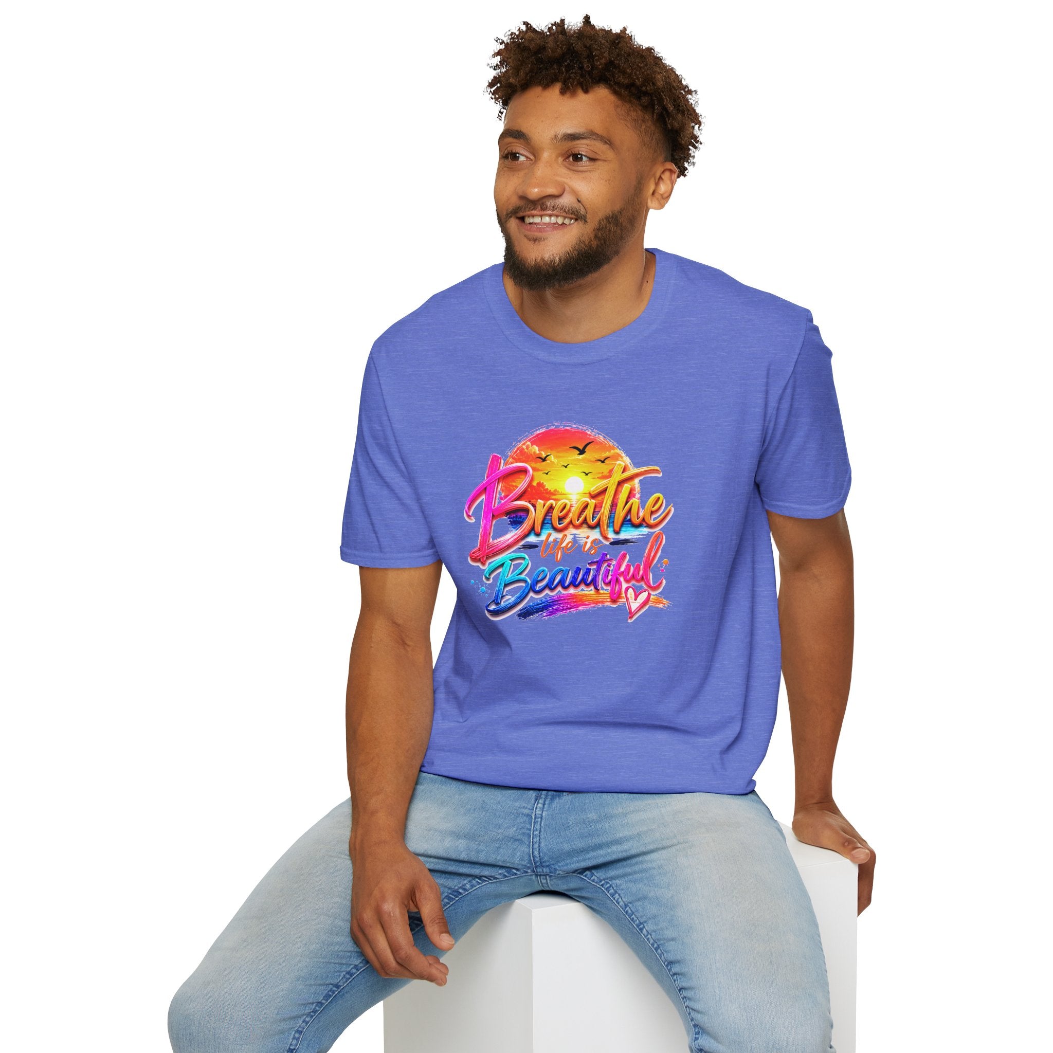 T-Shirt — "Breathe Life Is Beautiful" Sunset Graphic Tee