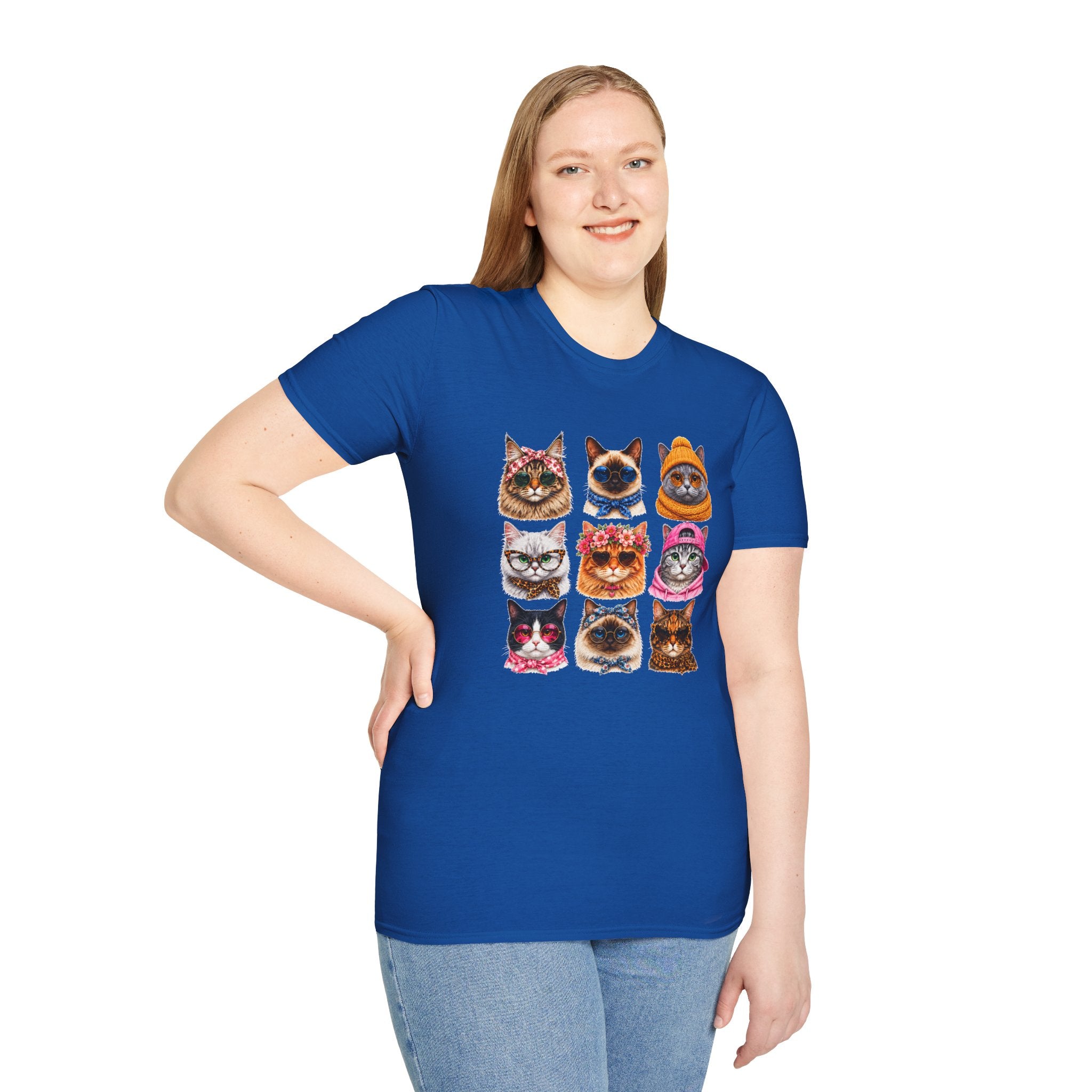Cute Cat Faces T-Shirt, Cat Lover Tee, Funny Kitty Shirt, Colorful Cat Graphic Tee, Gift for Cat Mom, Cat Owner Gift, Animal Lover Shirt