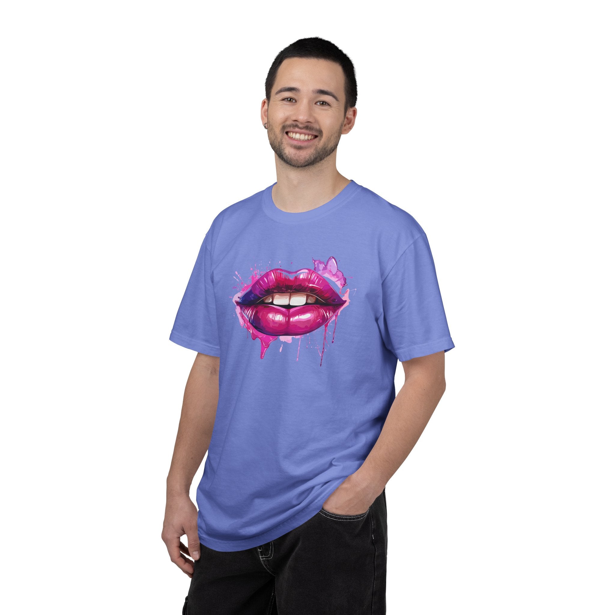 Lip Art T-Shirt — Pink Drip Painted Lips Graphic Tee